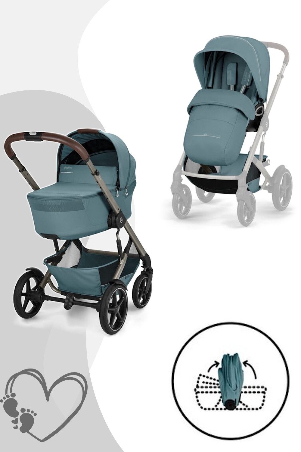Cybex Kombi-Kinderwagen Talos S Lux Buggy mit faltbarer Babywanne