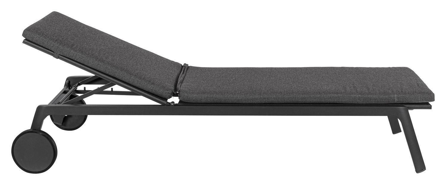 Bizzotto Rollliege JALISCO, Anthrazit, Aluminium, mit Rollen, 1 St., inkl. Polsterauflage, Rückenlehne verstellbar, B 70 x L 204 cm