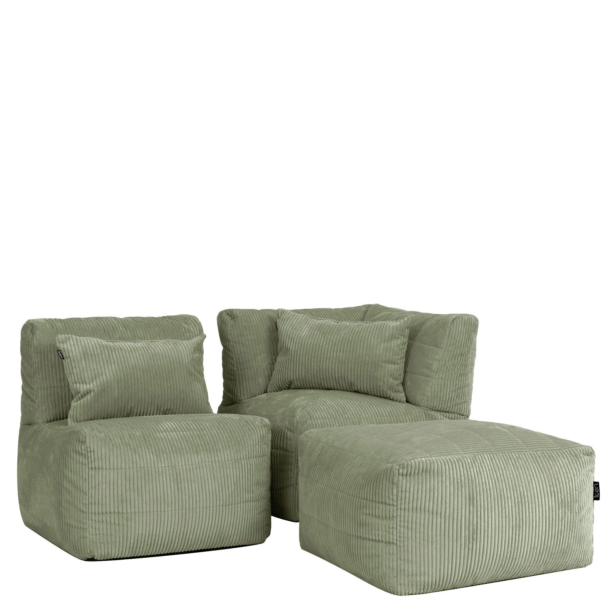 icon Sofa Modulares Ecksofa aus Cord Flauschig „Noa“, Spar-Set, Made in Germany, für Wohnzimmer und Kinderzimmer