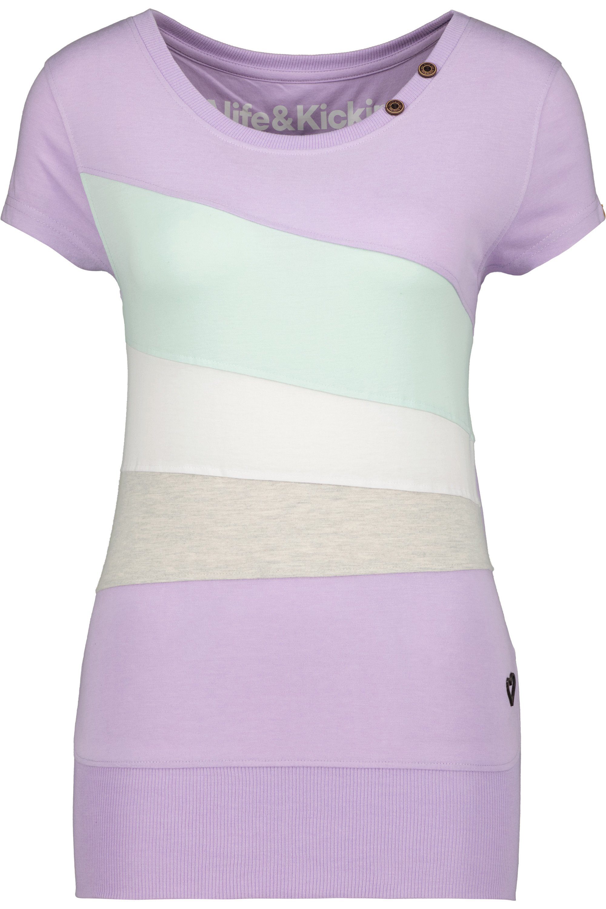 Alife & Kickin Rundhalsshirt Kurzarmshirt, Damen Shirt ClementinaAK A melange lavender Shirt digital