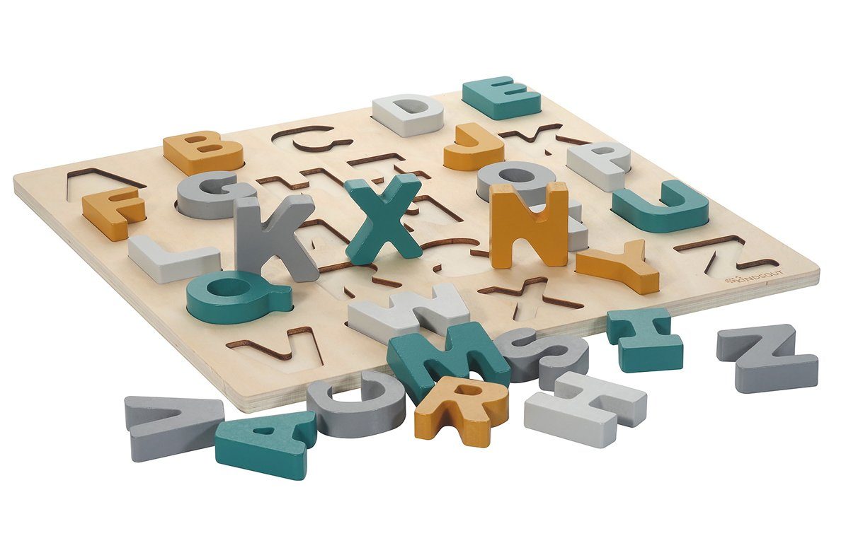 KINDSGUT Puzzle ABC-Puzzle, Puzzleteile, Holzpuzzle zur der 26 Caspar Förderung Motorik