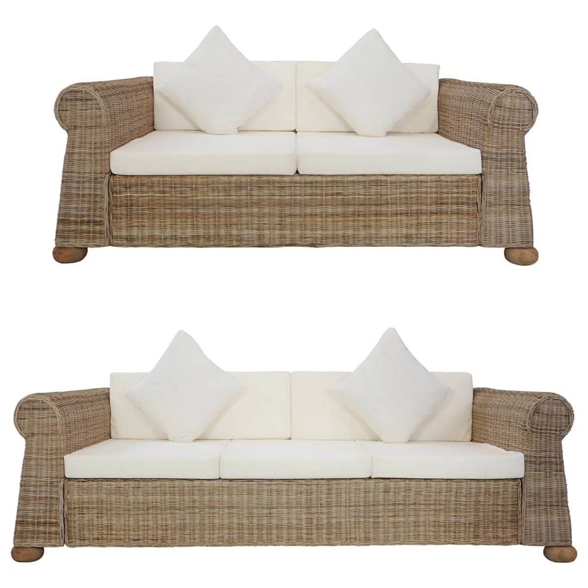 DOTMALL Big-Sofa 2-teiliges Sofa-Set mit Kissen aus natürlichem Rattan
