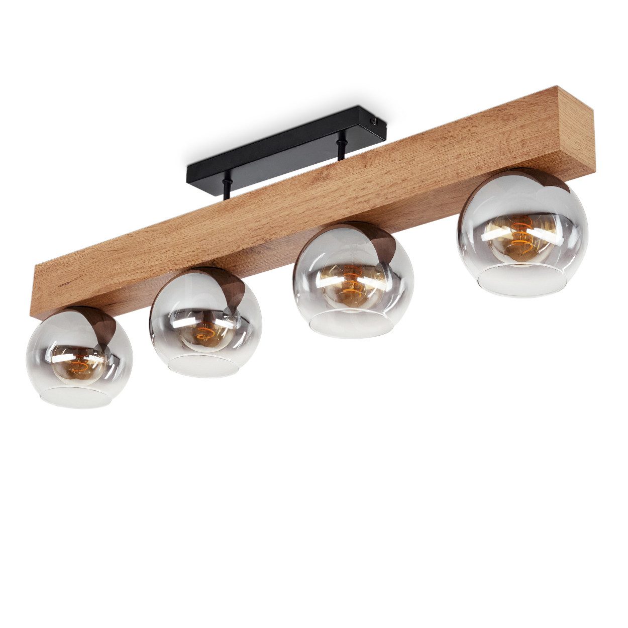 hofstein Deckenleuchte »Canove« Deckenlampe, Metall/MDF/Glas, Schwarz/Holzo günstig online kaufen