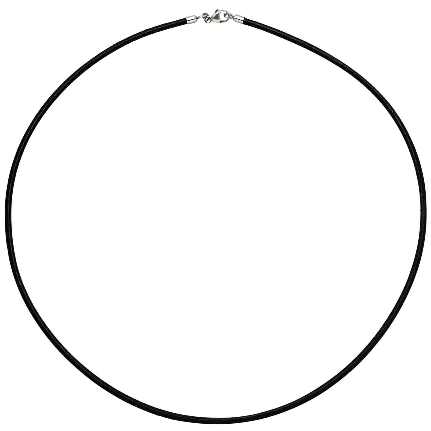 Lederband 2mm Lederband, schwarz, 925 Silber, 50cm