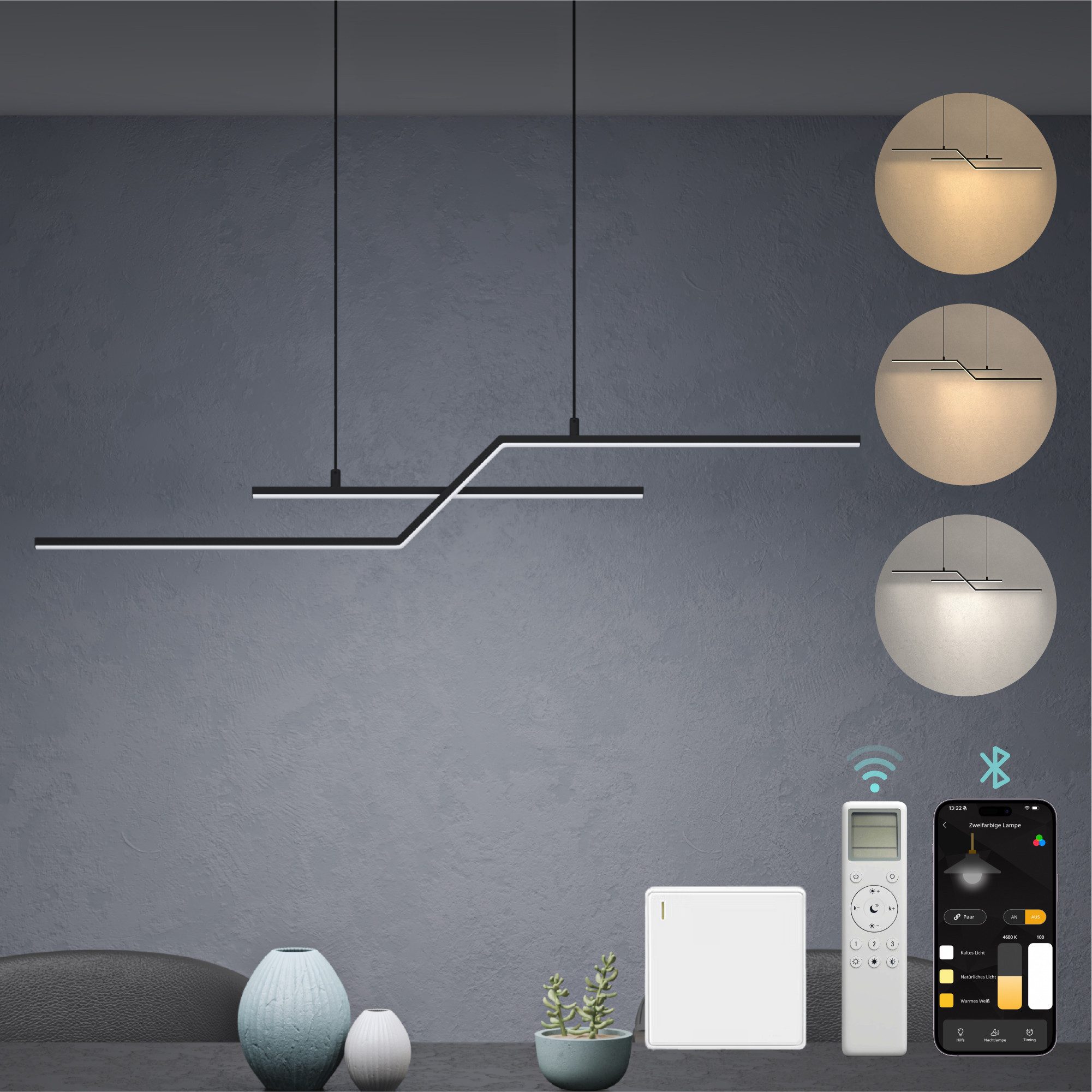 Mai & Mai LED Pendelleuchte LED Hängelampe Linear design Verstellbares Hängeleuchte