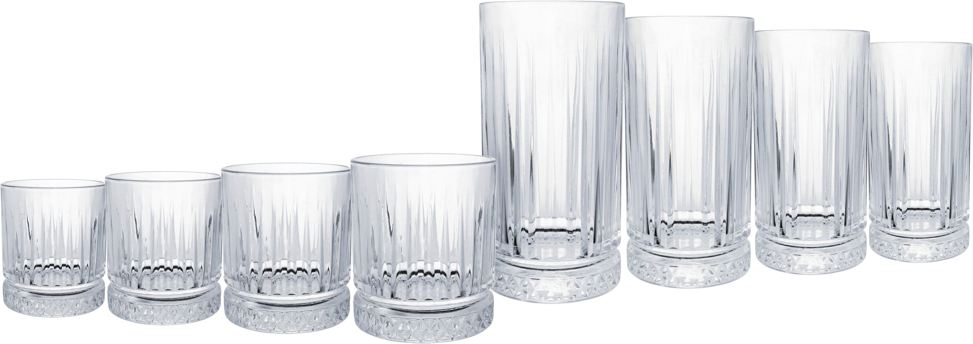 CreaTable Gläser-Set Elysia transparent, Gläserset, 8-tlg., 8-tlg., Glas, Nostalgische Anmutung, Stabrelief
