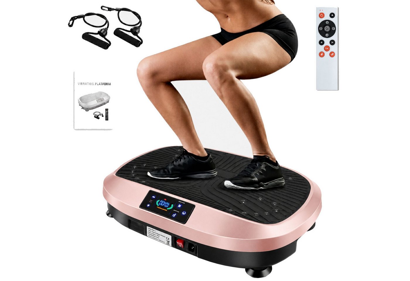 kehot Vibrationsplatte 3D Vibrationsplatte mit 120 Stufen,Spannseil & Fernbedienung, 200 W, 120 Intensitätsstufen, 6 Programme, Magnetfeldmassage,Ganzkörpertraining für Zuhause