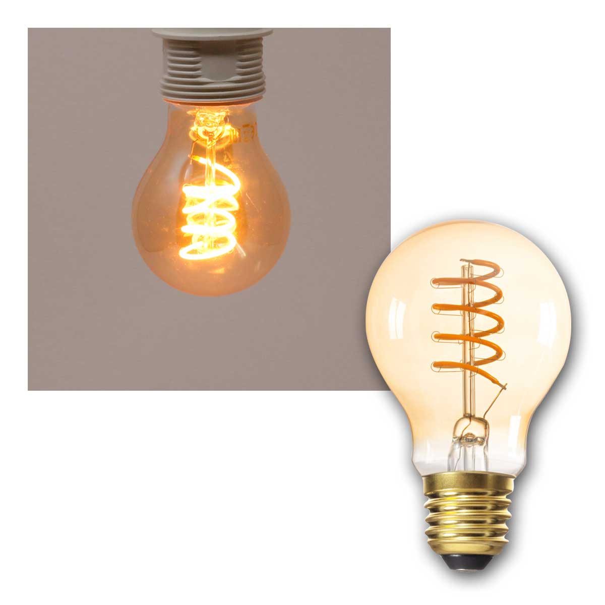 Kanlux LED-Leuchtmittel LED E27 Retro A60 Birne 4W 250lm SPIRAL XLED, warmweiß