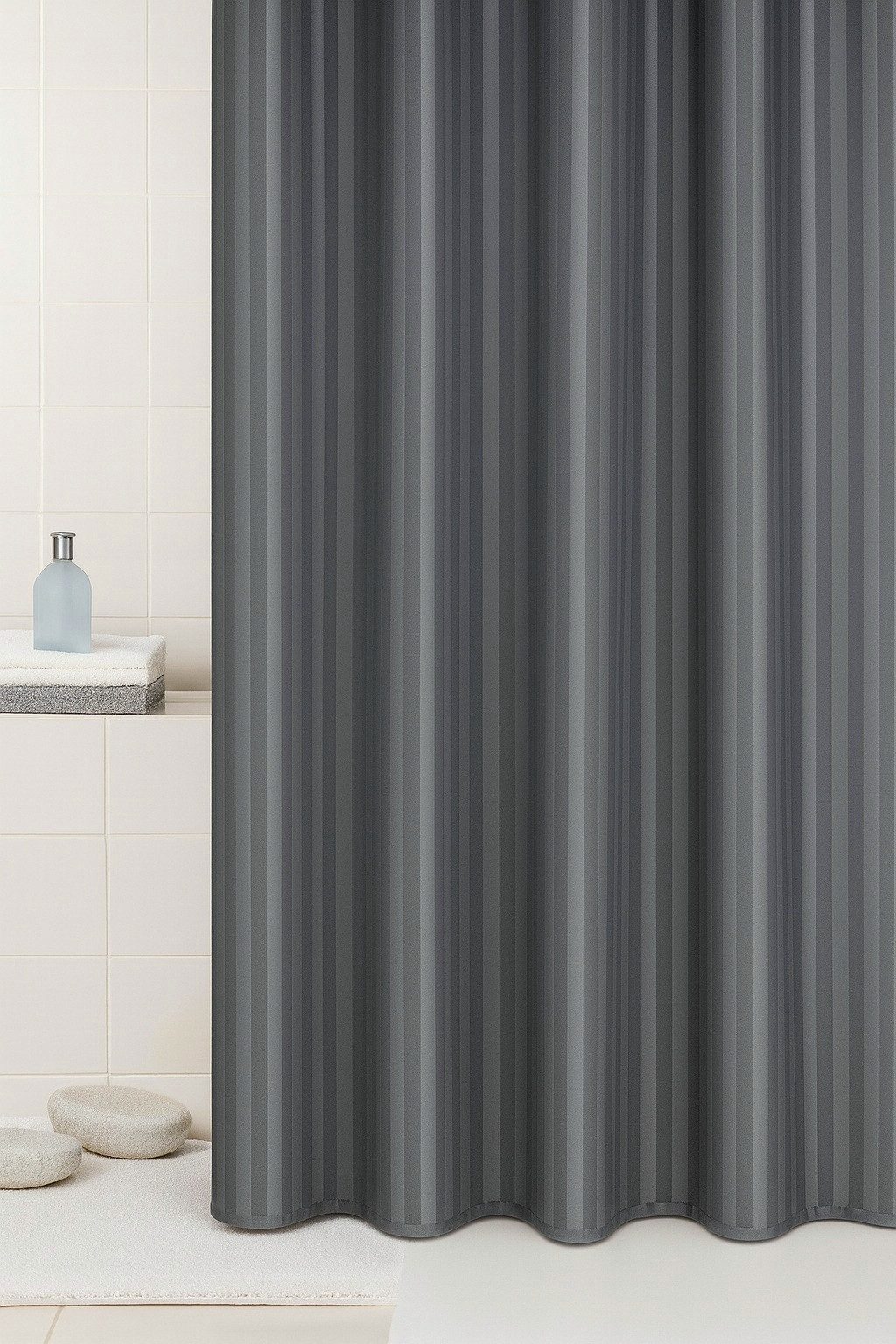 Clever-Kauf-24 Duschvorhang Textil-Duschvorhang Hilton grau, BxH günstig online kaufen