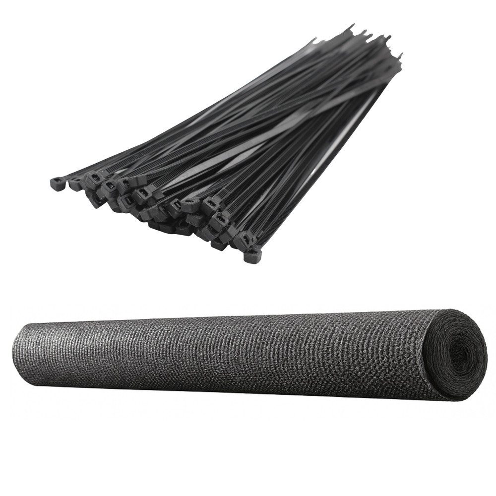 LEAN TOYS Schutznetz Sichtschutznetz Sonnenschutznetz Zaunblende, BxL: 2.0x10.0 m, (Spar-Set, 1-St., 1,5 x 10 m UV-beständig), UV-beständig, 90 % Schattierung, 140 g/m², Kabelbinder