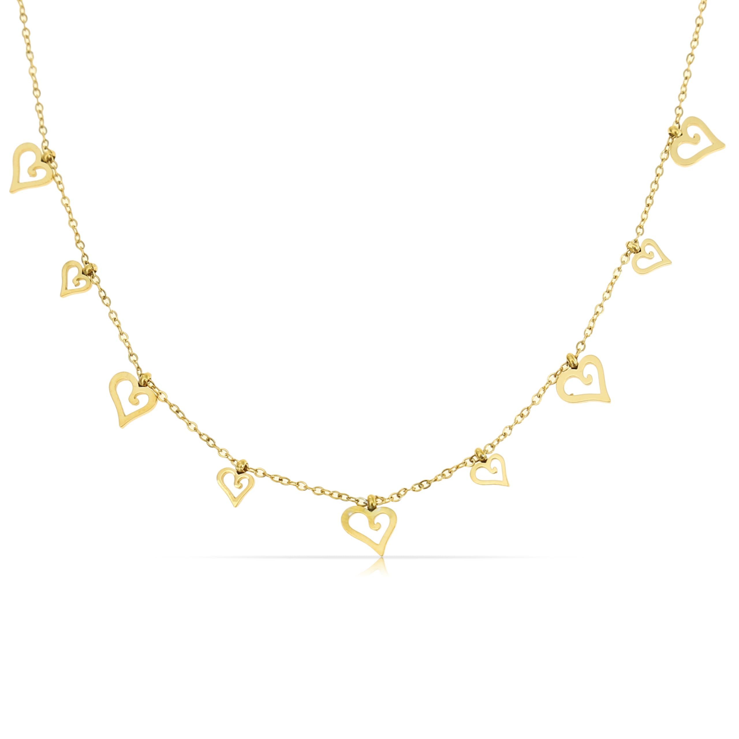 Made by Nami Kette mit Anhänger Herz-/Baumkette für Damen in Gold aus Edelstahl, Geschenke für Frauen Wasserfester Schmuck
