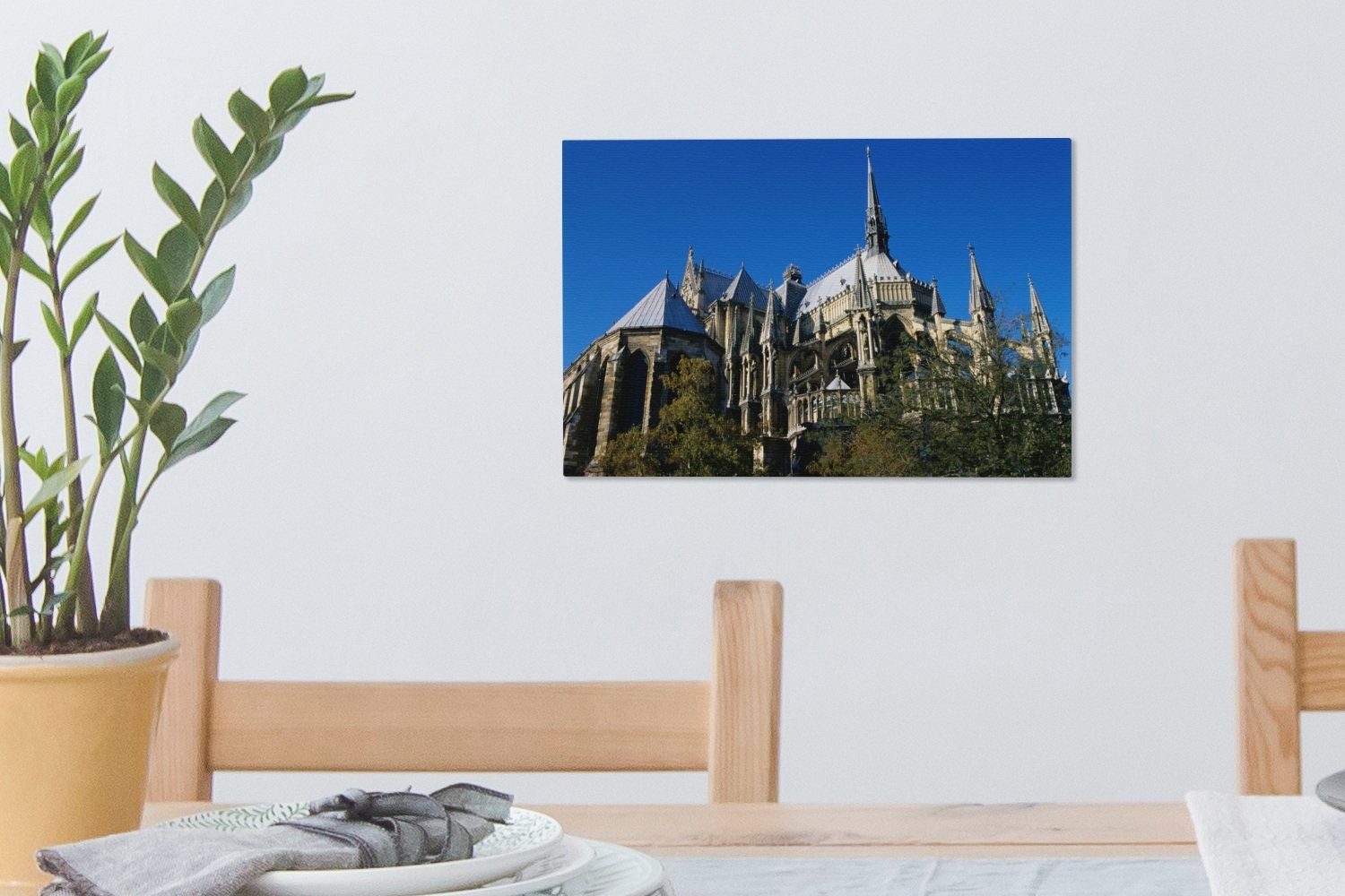 der (1 Leinwandbilder, OneMillionCanvasses® Leinwandbild in Reims, Wandbild Stadt Wanddeko, Aufhängefertig, französischen St), Die Kathedrale 30x20 cm
