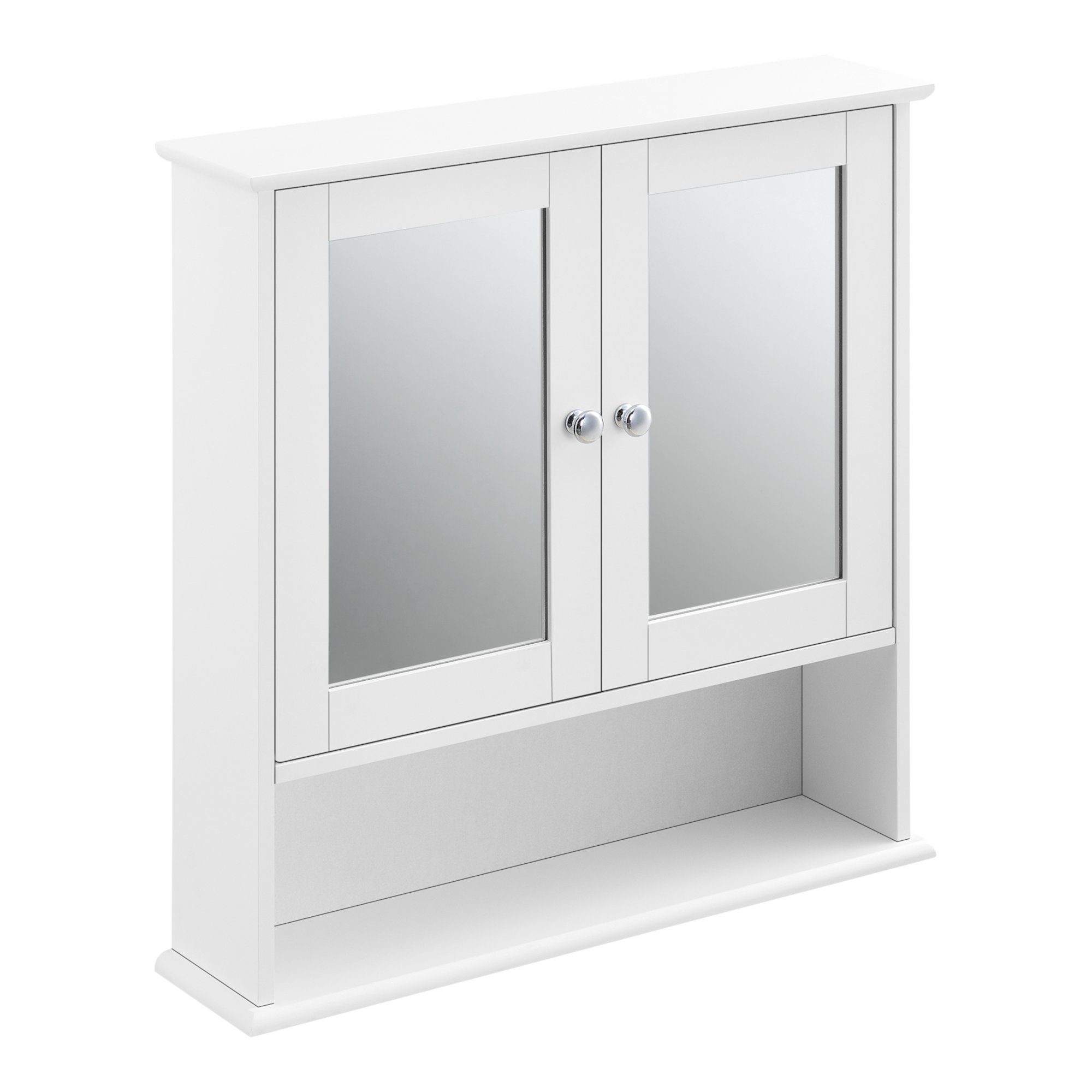 en.casa Badezimmerspiegelschrank 58x56x13cm verspiegelten Hängeschrank Türen 2 Weiß »Linz« mit