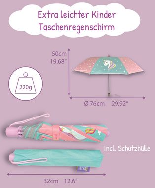 HECKBO Taschenregenschirm Magic Kinder Jungen Mädchen Regenschirm wechselt bei Regen die Farbe, mit Reflektoren an der Seite