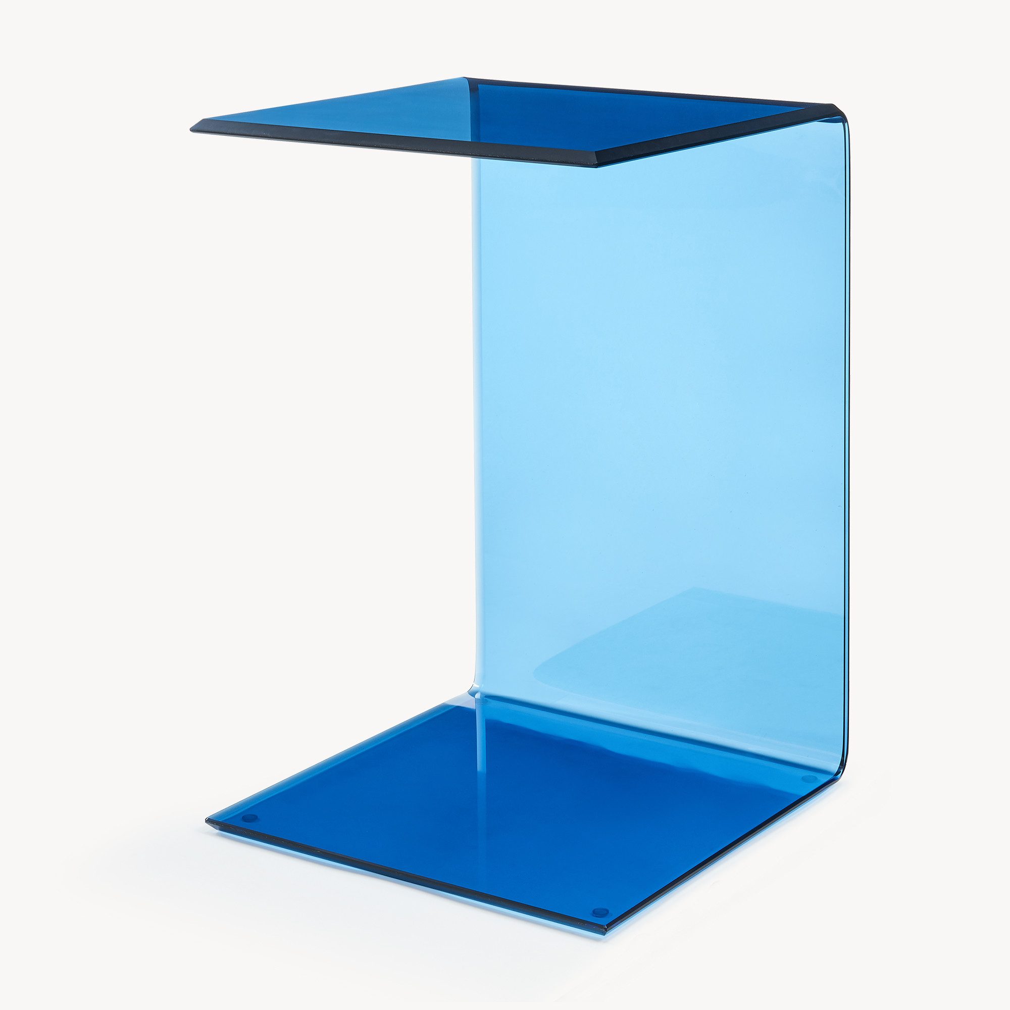 en.casa Beistelltisch, »Trölmapilu« Glas C-Form fertig montiert 60 x 40 x 40 cm Blau