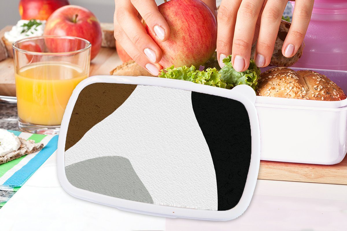 Lunchbox und Gestaltung Minimalismus Brotdose, MuchoWow Formulare, - (2-tlg), - für weiß Brotbox Erwachsene, Kinder Kunststoff, Jungs Mädchen und für