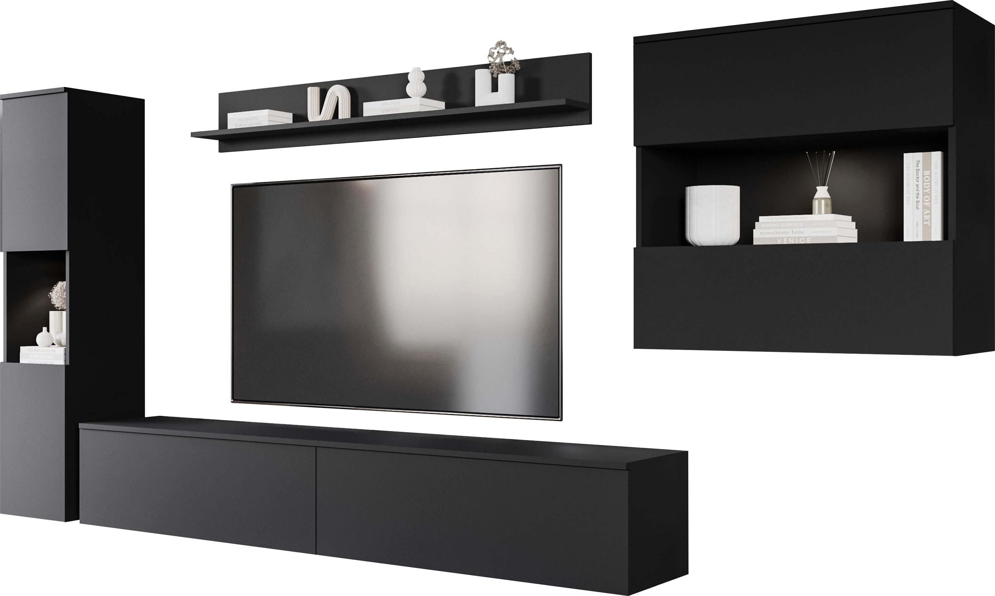 INOSIGN Wohnwand PARIS, Vitrine Türanschlag links/rechts wechselbar, (Kompl günstig online kaufen