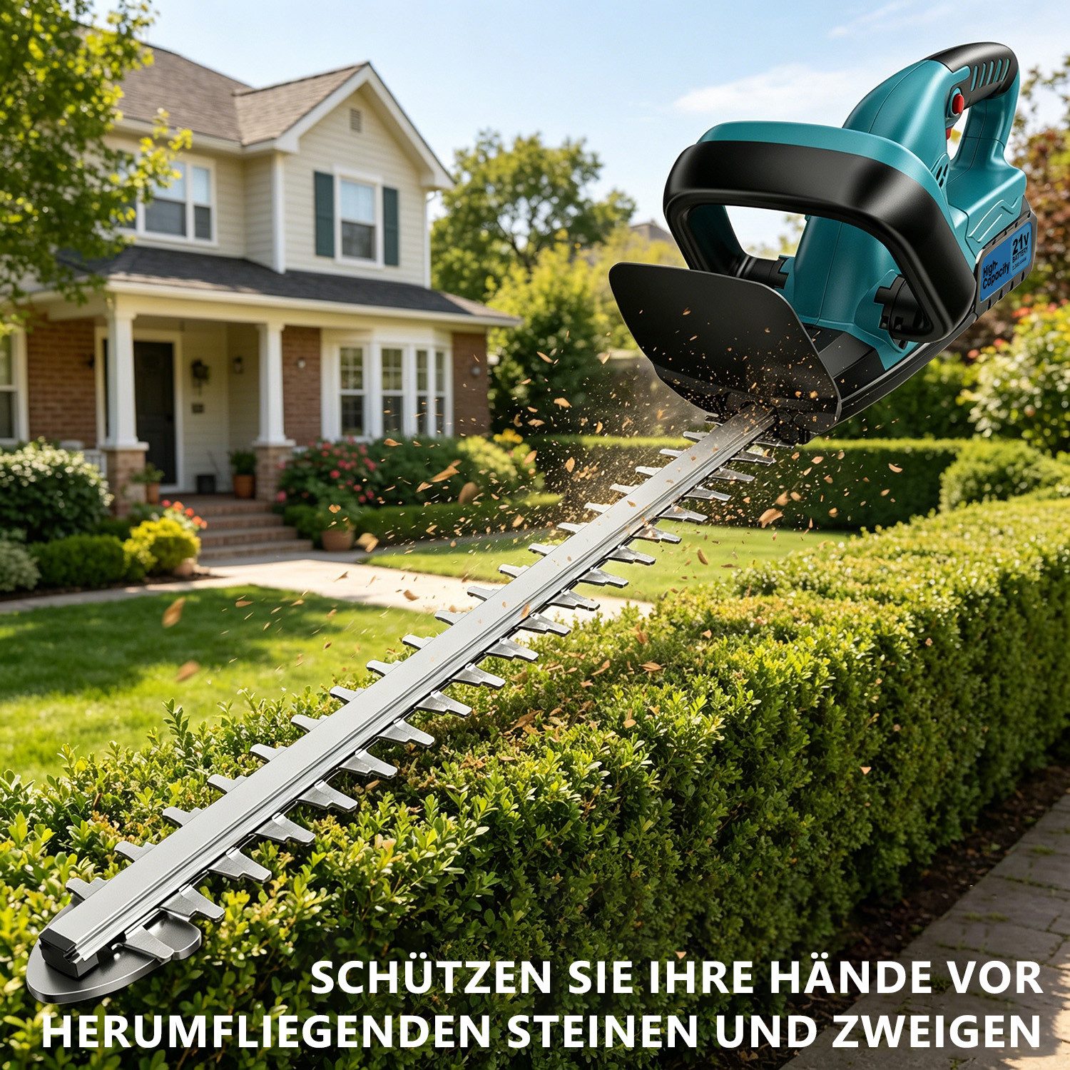 AeroAxis Akku-Heckenschere Elektrische Heckenschere mit 3000mAh Akku und Ladegerät, (Set), Dual Schnittklingen, Heckenschere Akku für Hecken und Sträucher – Bild 5 von 5
