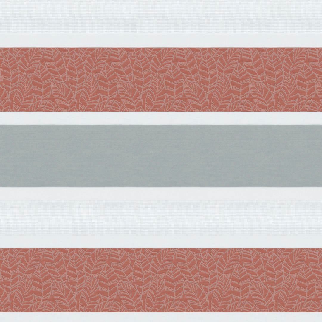 Vorhang Monte, Neutex rot/grau/weiß halbtransparent, you!, (1 r Querstreifen mit Multifunktionsband for Blattmotiv St)