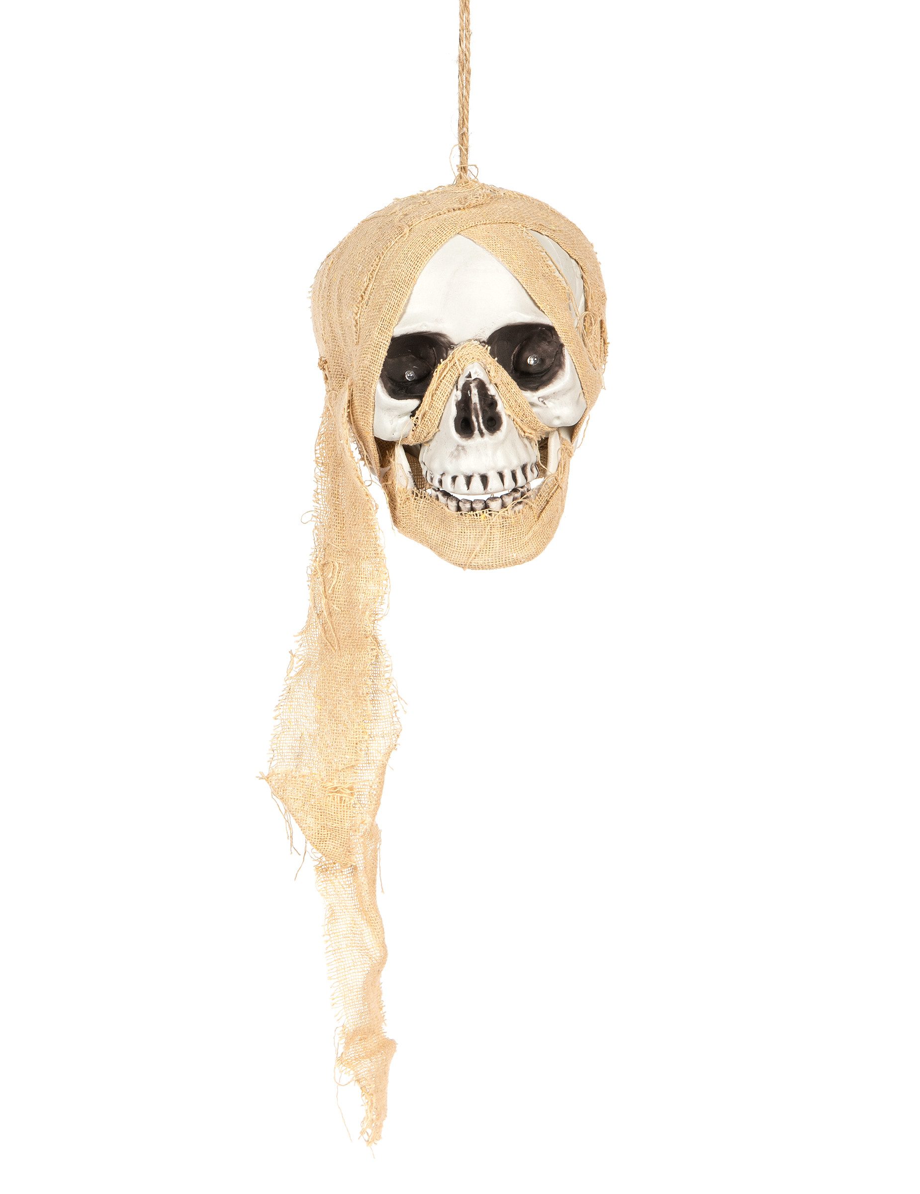 Kostüm Piraten Totenkopf Hängedeko leuchtend 53 cm beige