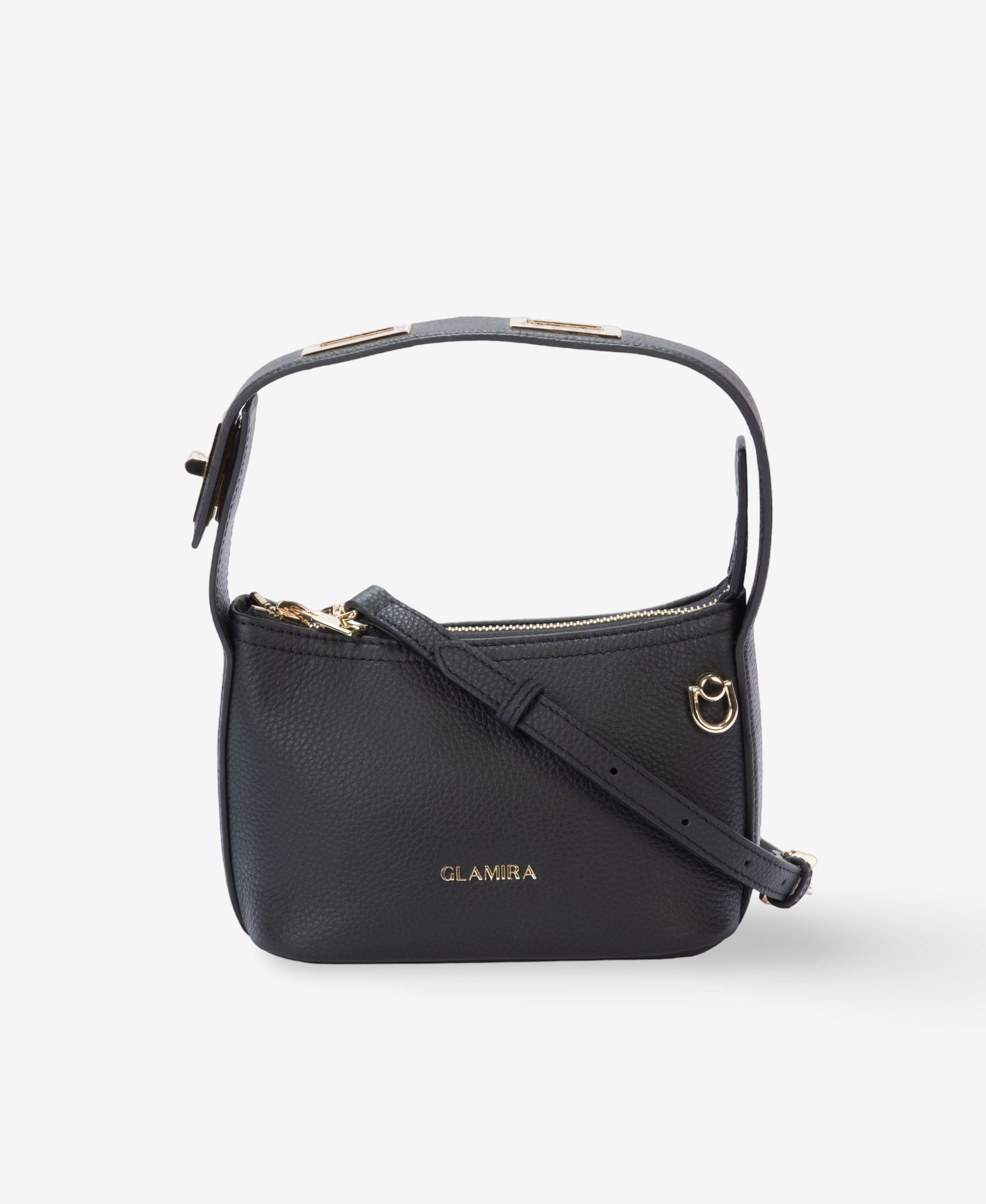 GLAMIRA Handtasche PetiteGlam Schwarze Mini-Henkeltasche (1-tlg), echt Leder