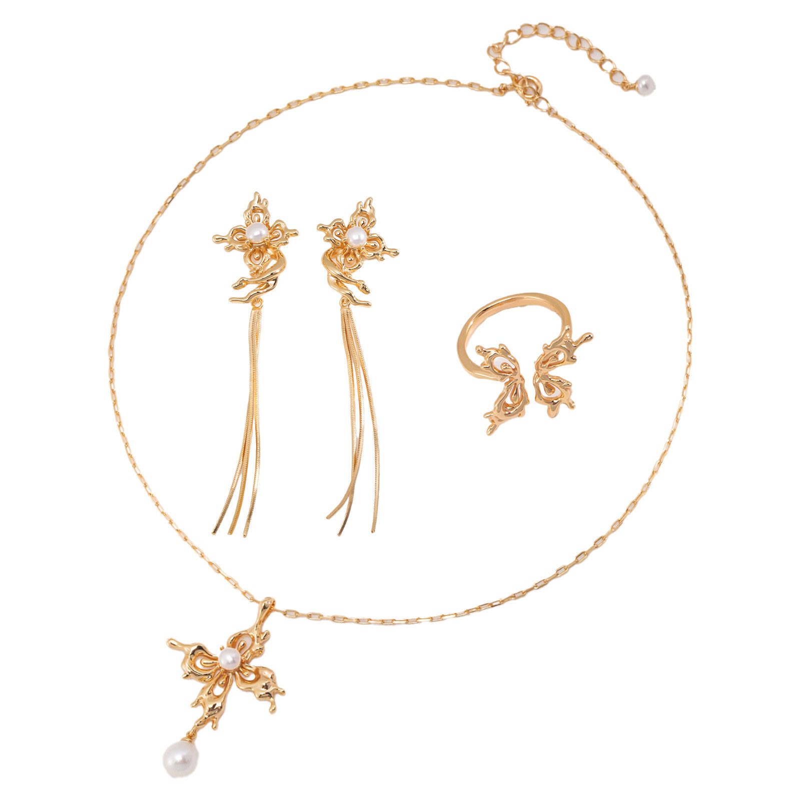 Schmuckset halskette damen silber925,halskette perlen,perlenohrringe,18kvergoldet
