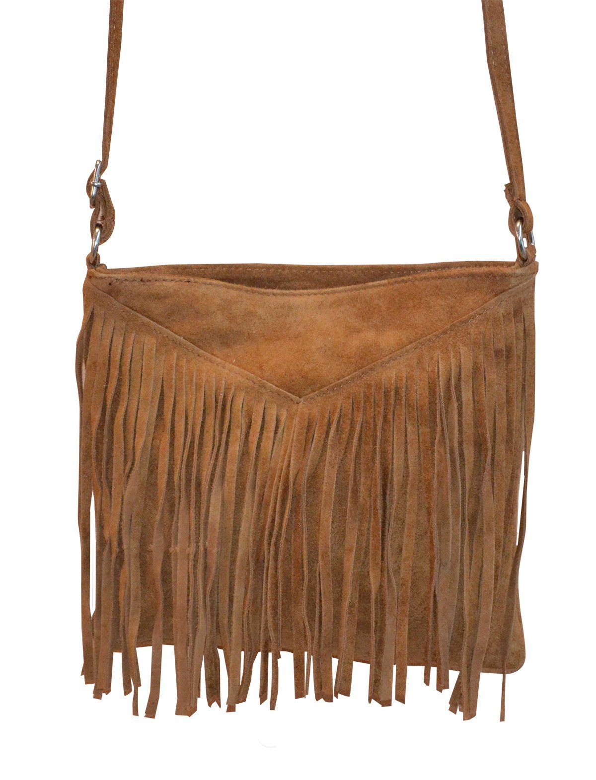 Goodman Design Fransentasche Echt Leder Umhängetasche Schultertasche mit Fransen, Made in Italy