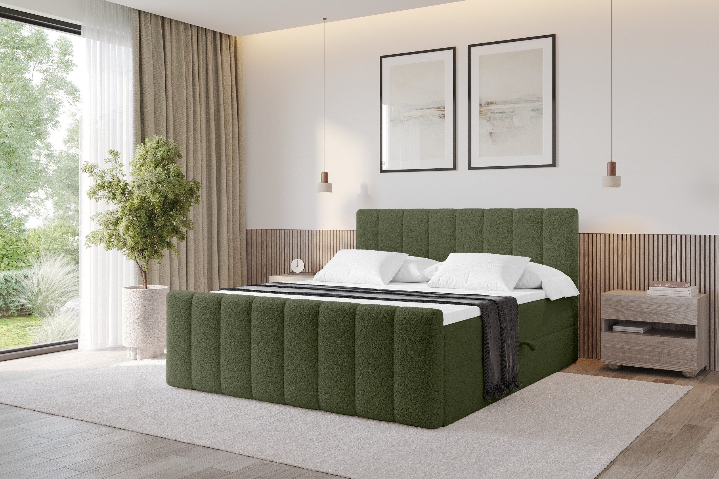 ALTDECOR Boxbett OTTA-Z (Multipocket-Matratze H4, H3 Matratze Bonellfederung, Topper, Kopfteil), Doppelbett mit Fußteil