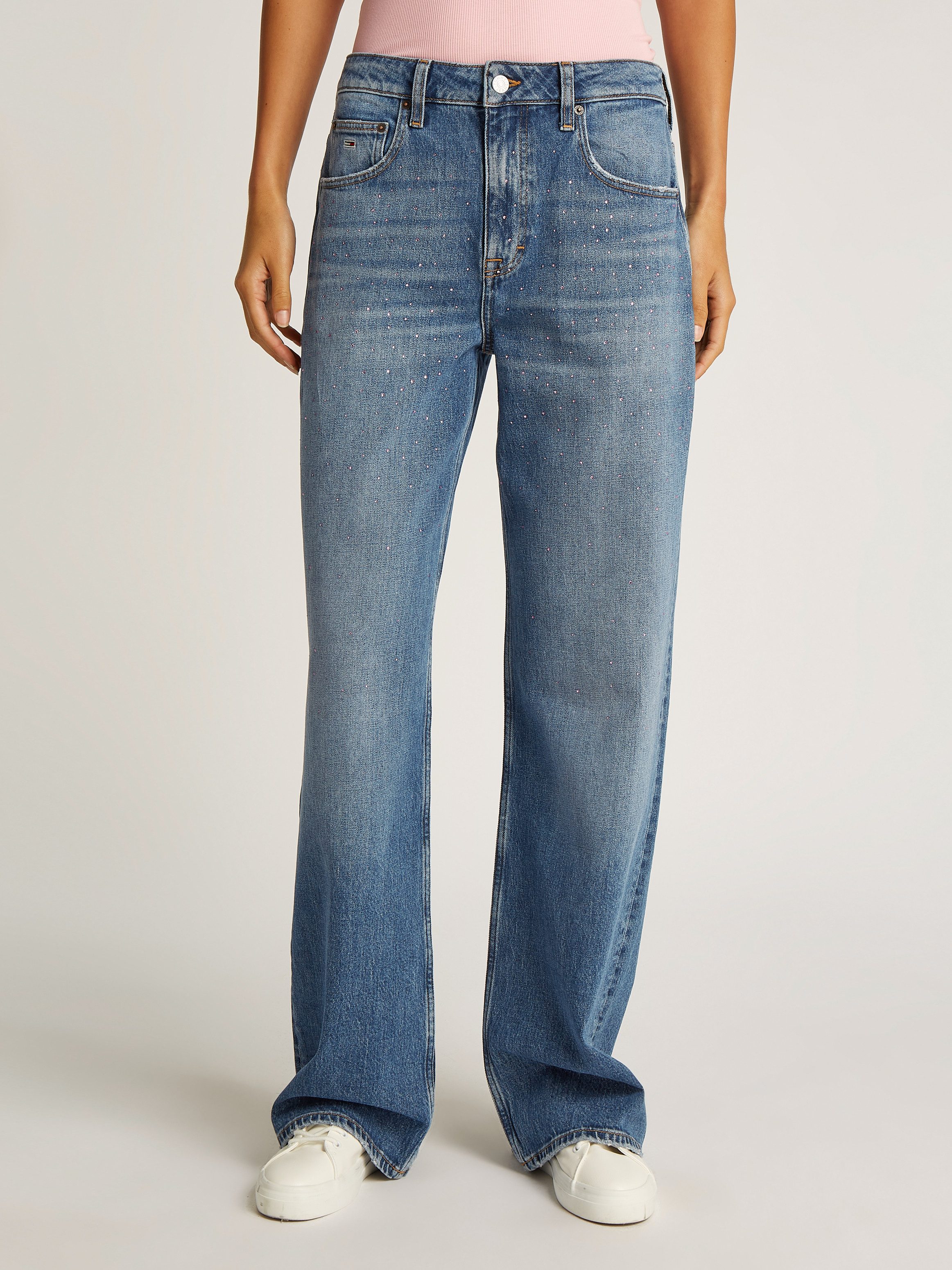Tommy Jeans Straight-Jeans Mia Mid Rise Relaxed Straight mit Strass-Steinen