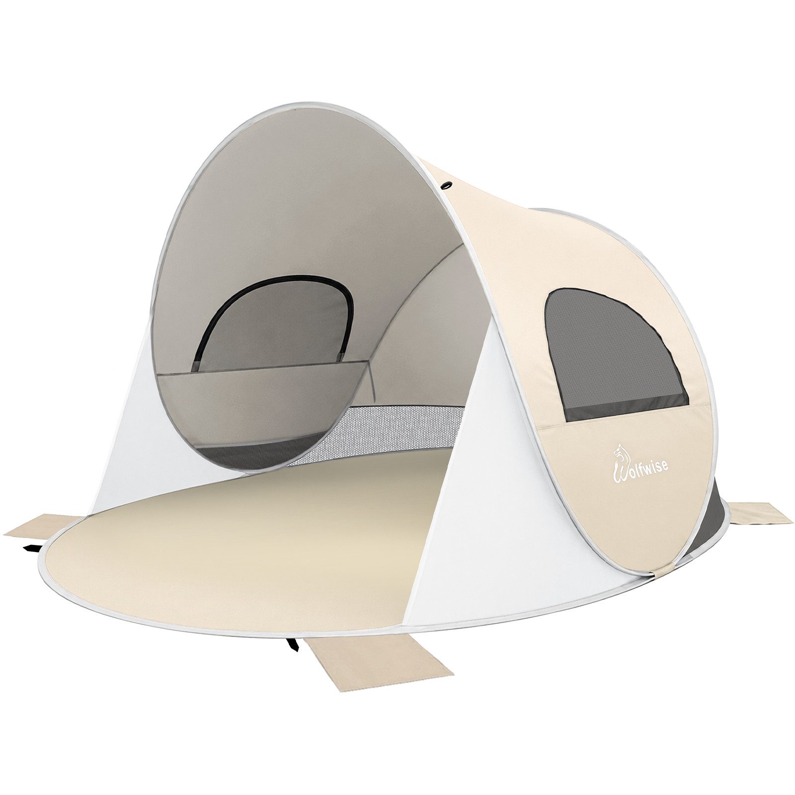 Wolfwise Kuppelzelt Strandmuschel Pop-Up Zelt mit UV-Schutz 50+, 2-6 Personen Strandzelt, Personen: 6 (Set, 1 x Zelt, mit Transporttasche), UV-Schutz 50+, Wasserabweisendes