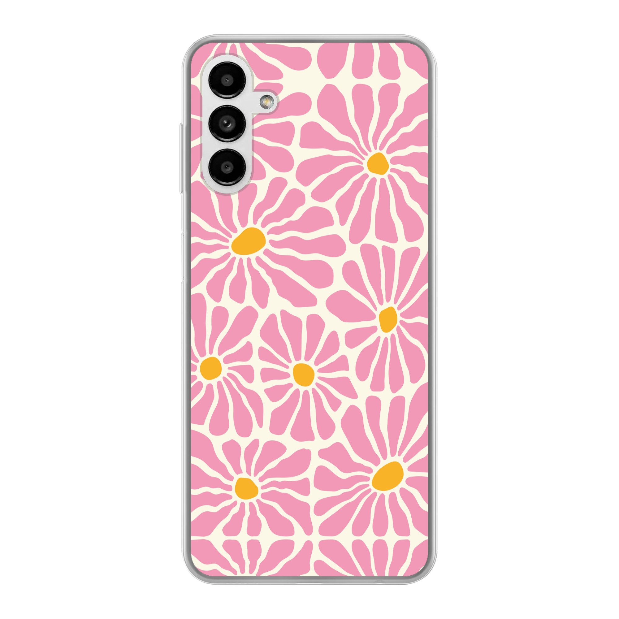 MuchoWow Handyhülle für Samsung Galaxy A13 5G Blumen - Muster - Rosa - Beige - Orange, Smartphone-Bumper, Print, Handy Schutzhülle Dünn
