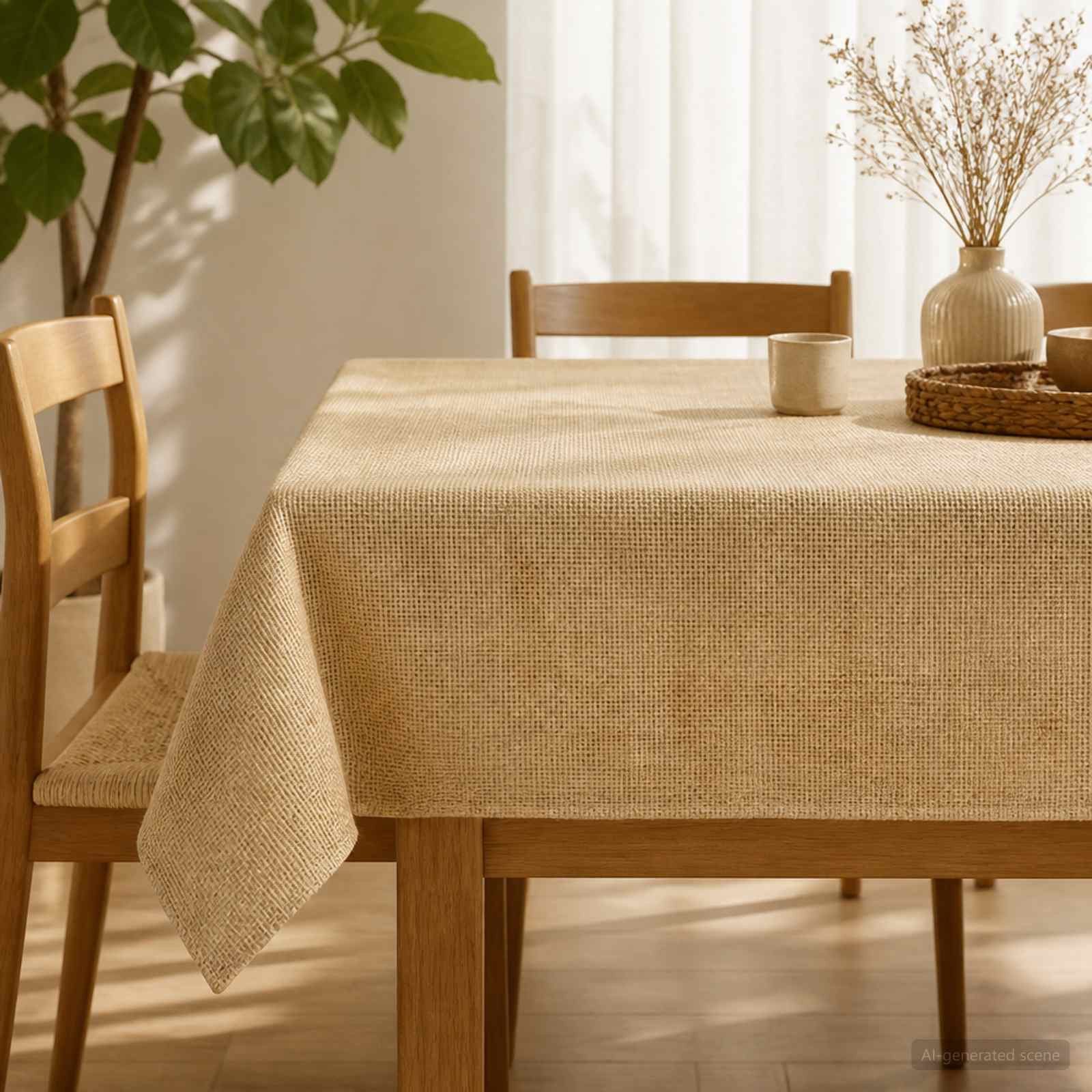 vidaXL Stehtischhusse Jute-Tischdecke Natur 140 x 300 cm 100% Tossa-Jute