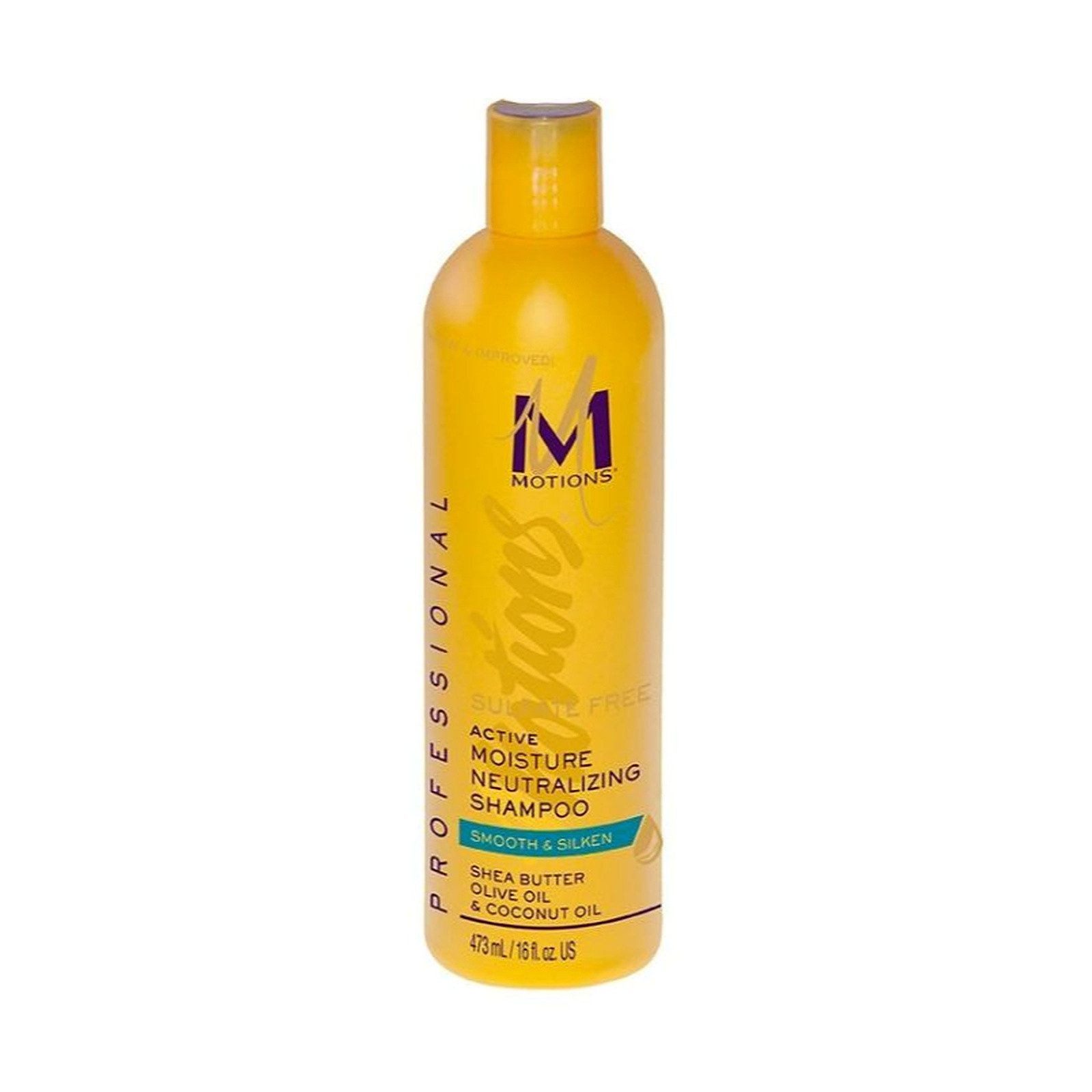 Motions Haarshampoo Motions Active Moisture Neutralizing Shampoo Smooth & Silken 473ml, Neutralisierend, sulfatfrei, mit Shea-, Oliven- und Kokosöl