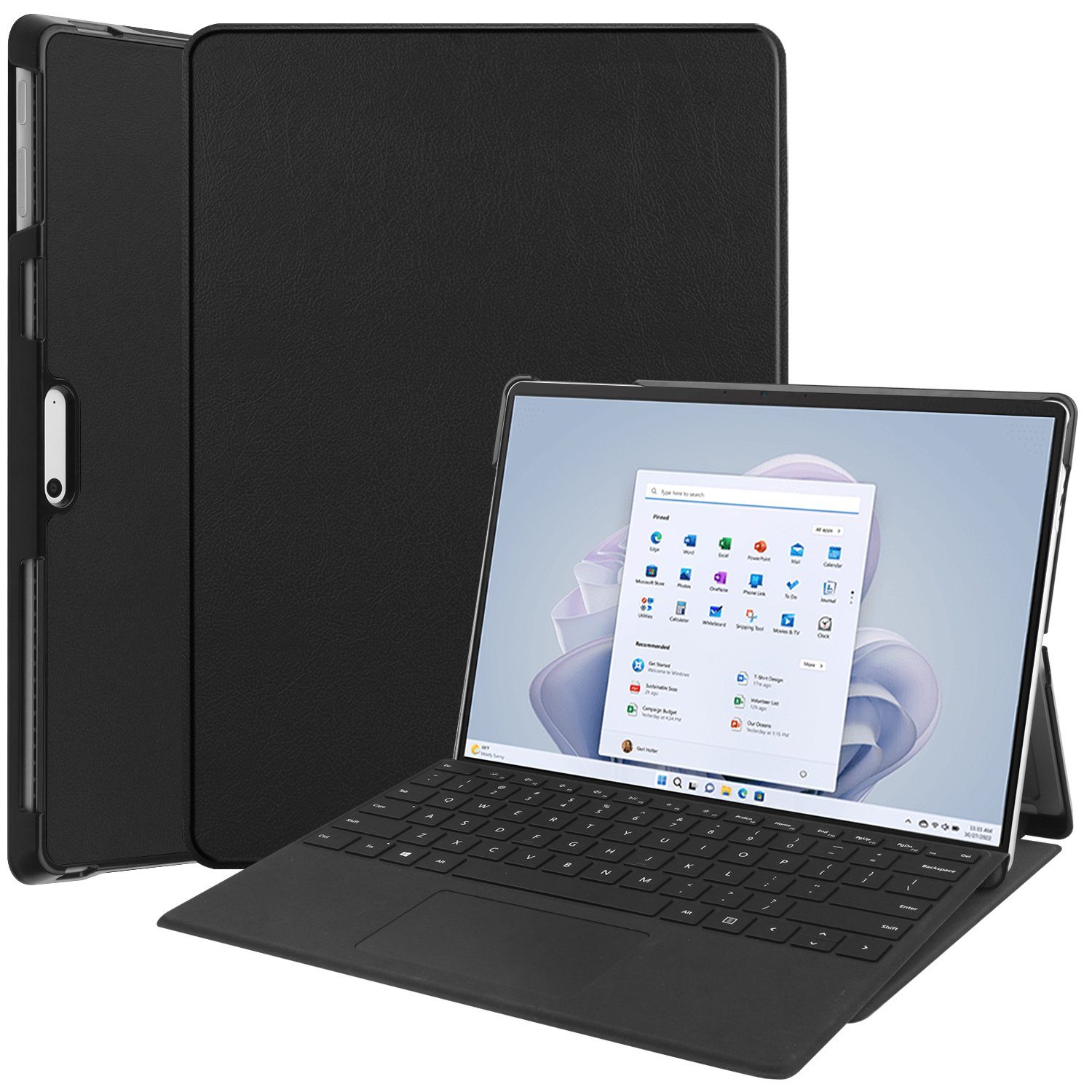 Lobwerk Tablet-Hülle Schutzhülle für Microsoft Surface Pro 9 13 Zoll 2022, Wake & Sleep Funktion, Sturzdämpfung, Aufstellfunktion