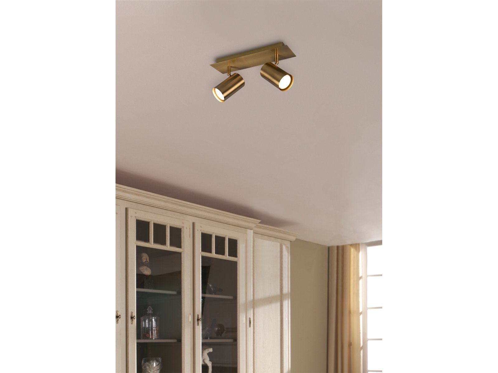 TRIO Leuchten LED Deckenstrahler, Dimmfunktion, LED wechselbar, Warmweiß, Decken-lampe innen Treppenhaus stylisch Lichtspots gold-en Breite 30cm