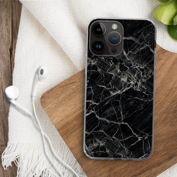 MuchoWow Handyhülle Marmor - Schwarz - Weiß, Handyhülle Telefonhülle Apple iPhone 14 Pro Max
