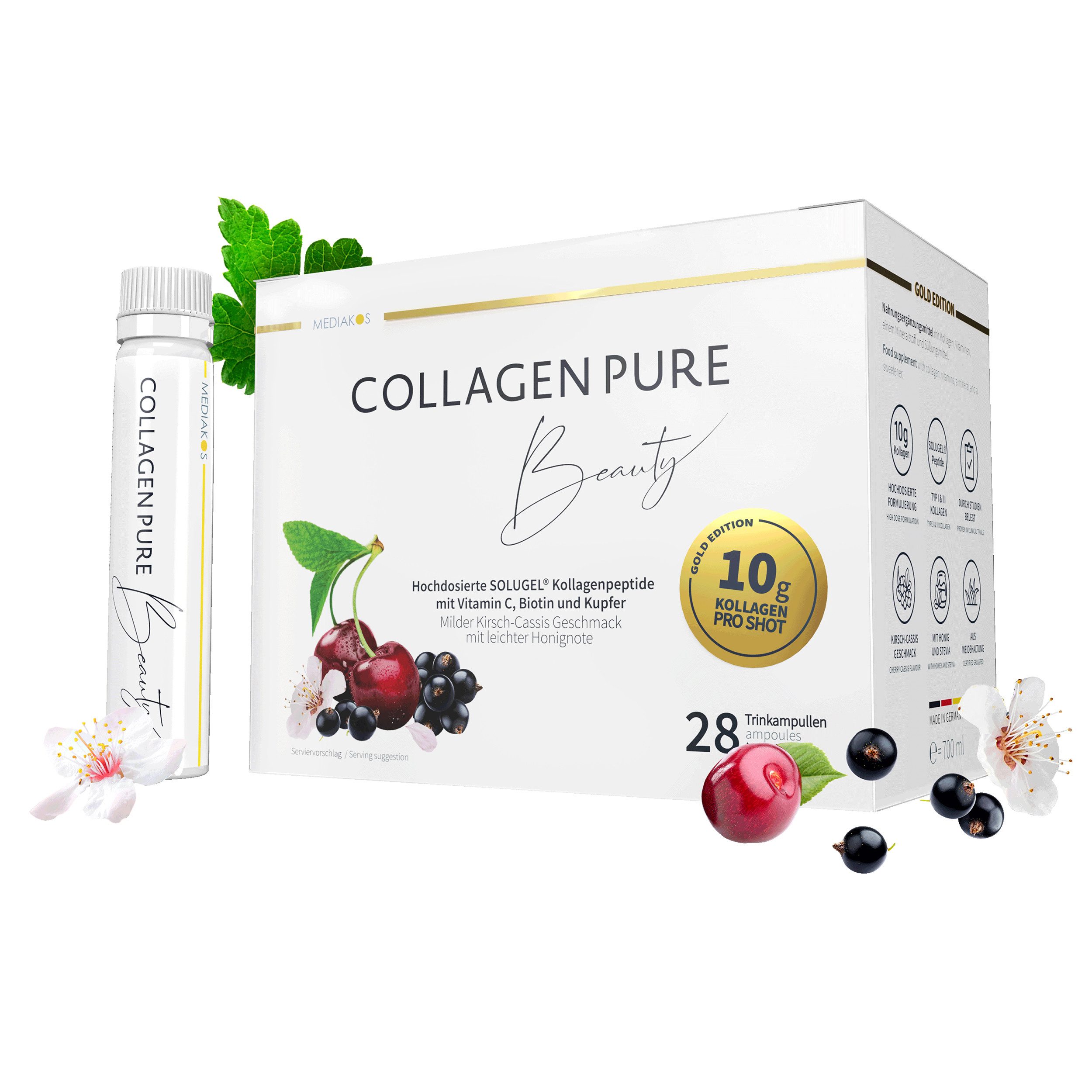 COLLAGEN PURE Beauty mit 10g Kollagen für schöne Haut, Haare & Nägel – Trinkampullen