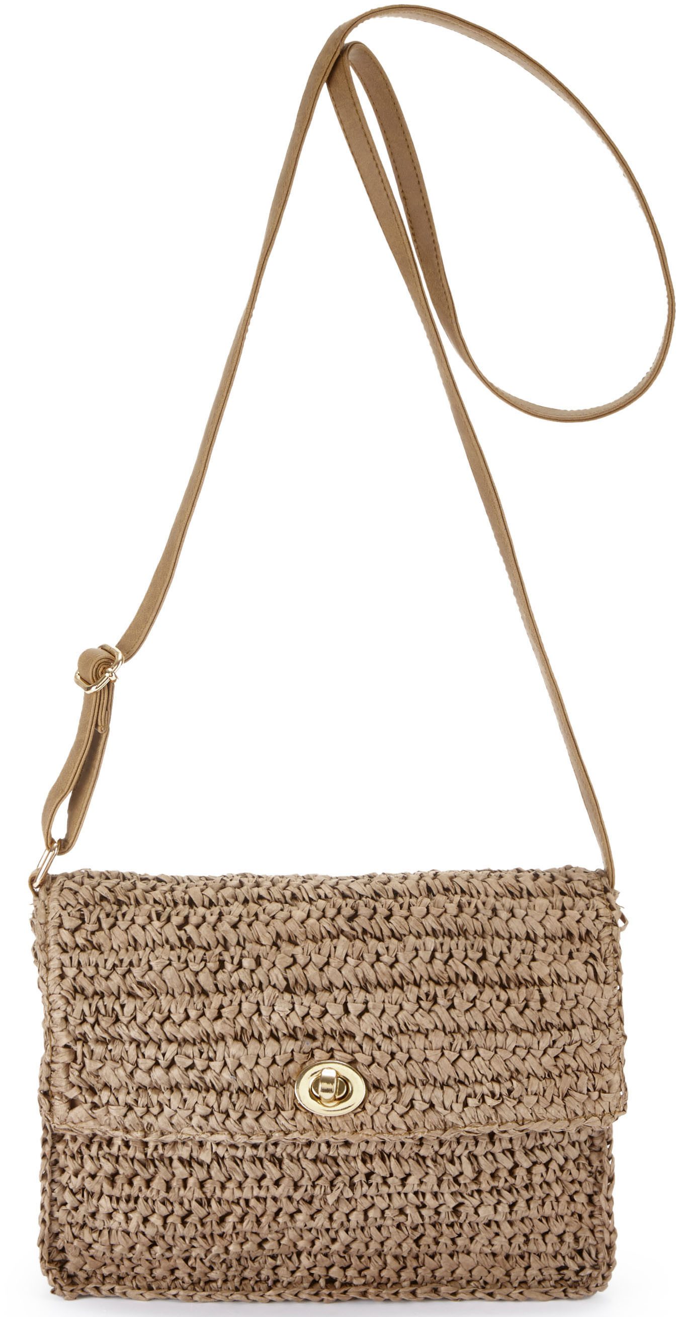 Vivance Umhängetasche Handtasche, Minibag, Henkeltasche, Bast-Optik, Sommertasche, Crossbody Bag