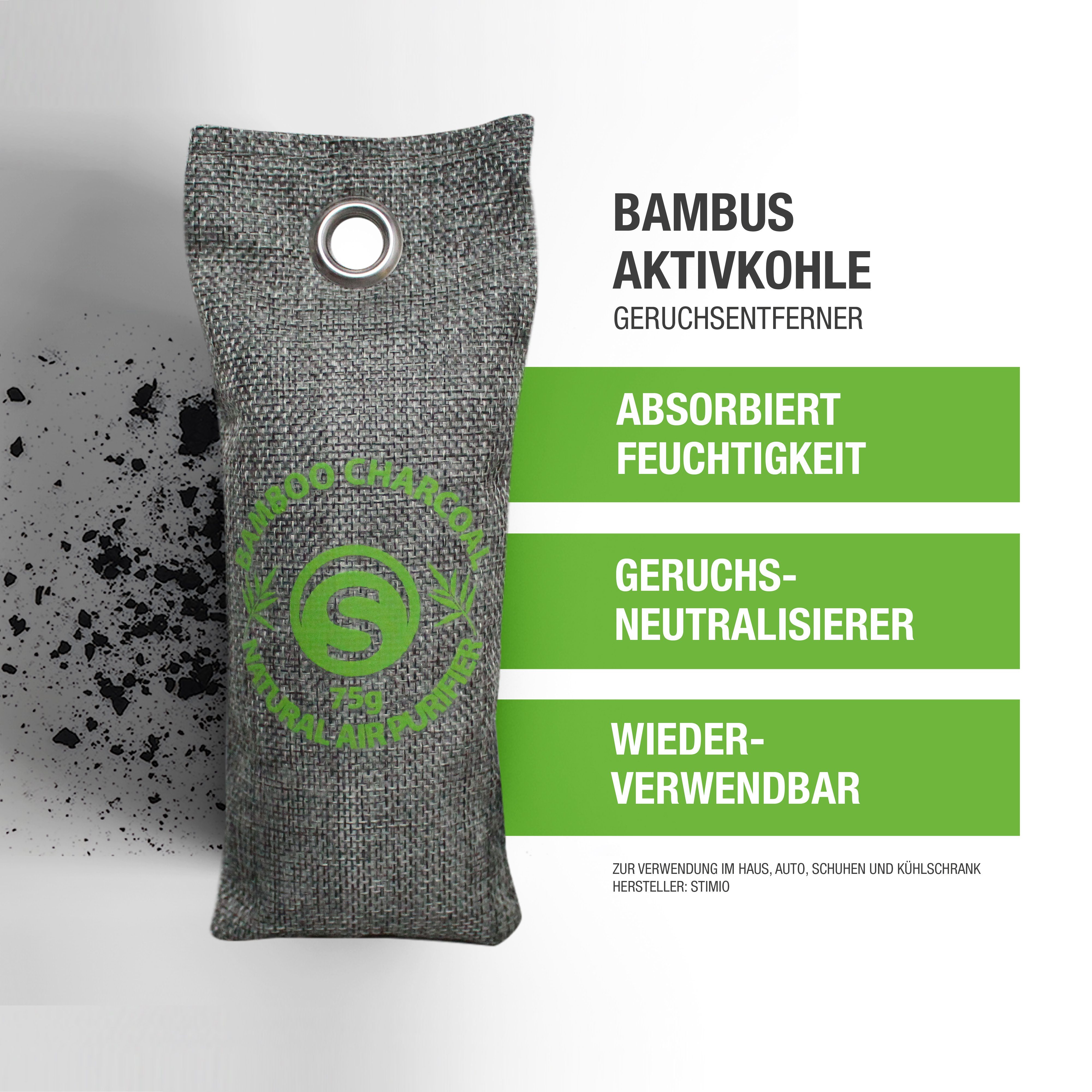Anti-Geruchs-Säckchen Fußgeruch Textilerfrischer Bambusaktivkohle, mit Geruchsneutralisierer, Stimio Nützlicher Schuhschrankerfrischer gegen (2-St), Schuhgeruchsentferner