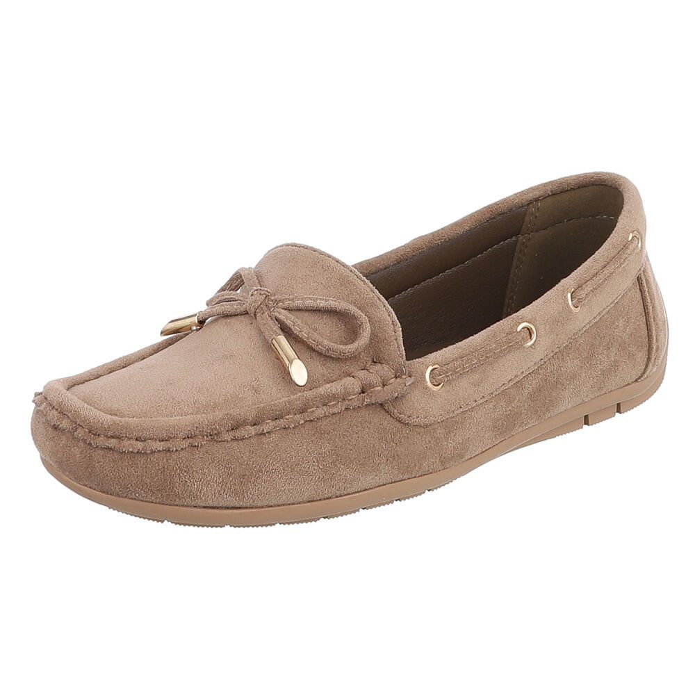 Ital-Design Damen Mokassin mit elegantem Design und optimalem Komfort Slipper (91260993) Flach Mokassins in Hellbraun