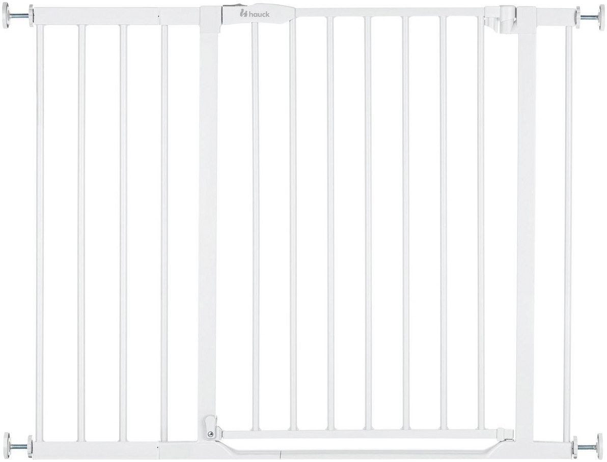 Hauck Türschutzgitter Clear Step Set 2 inklusive Verlängerung 21 cm, White, auch als Treppenschutzgitter verwendbar, 96-101 cm; flacher Durchgang