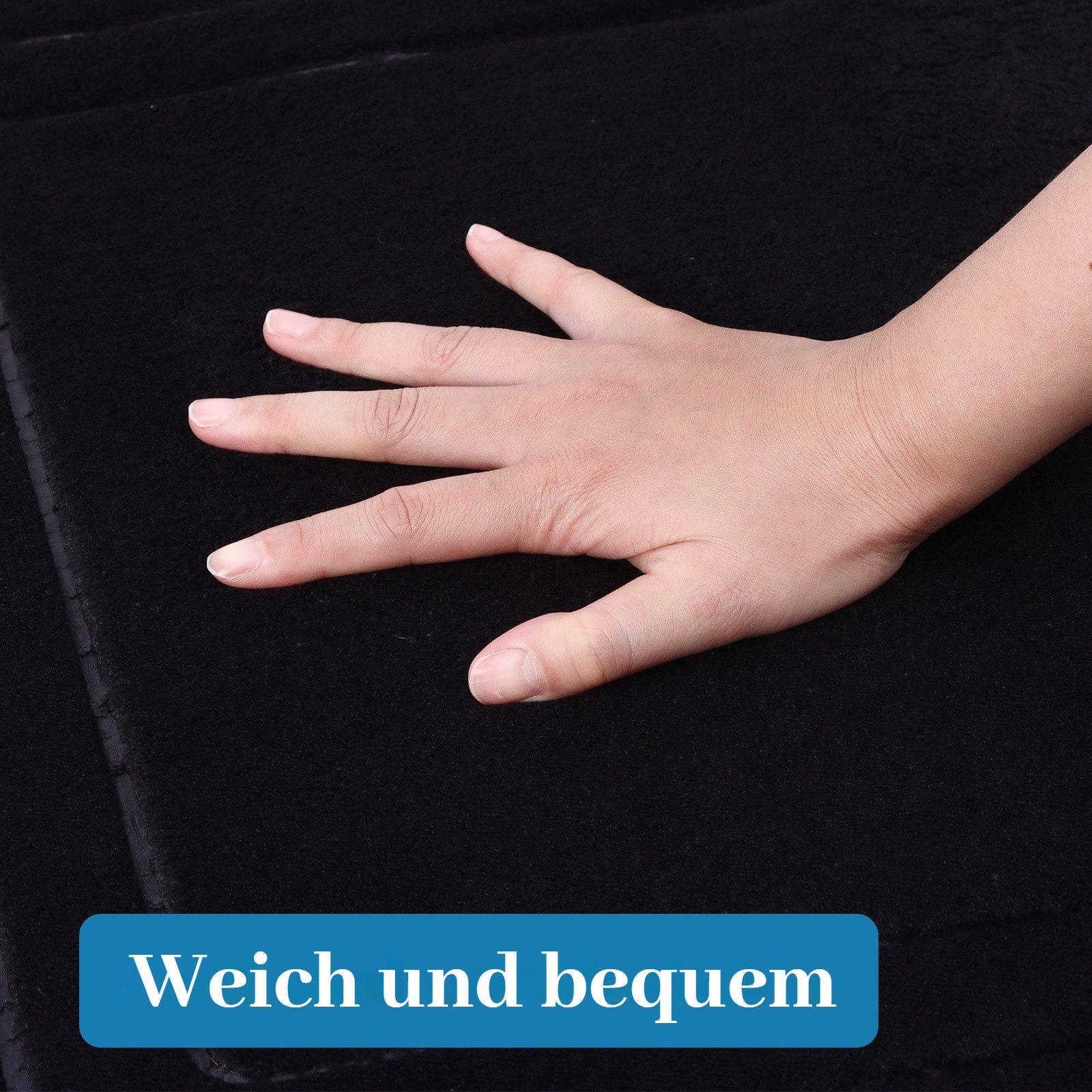 BlingBin Badematte Badezimmerteppich Set 3 Teilig, Badteppich aus Memory Foam rutschfest, Memory Schaum, schnell trocknend, Waschbar, Memory-Schaum, Rechteck, mit U Förmige wc Vorleger, Badteppich Waschbar Badvorleger Set