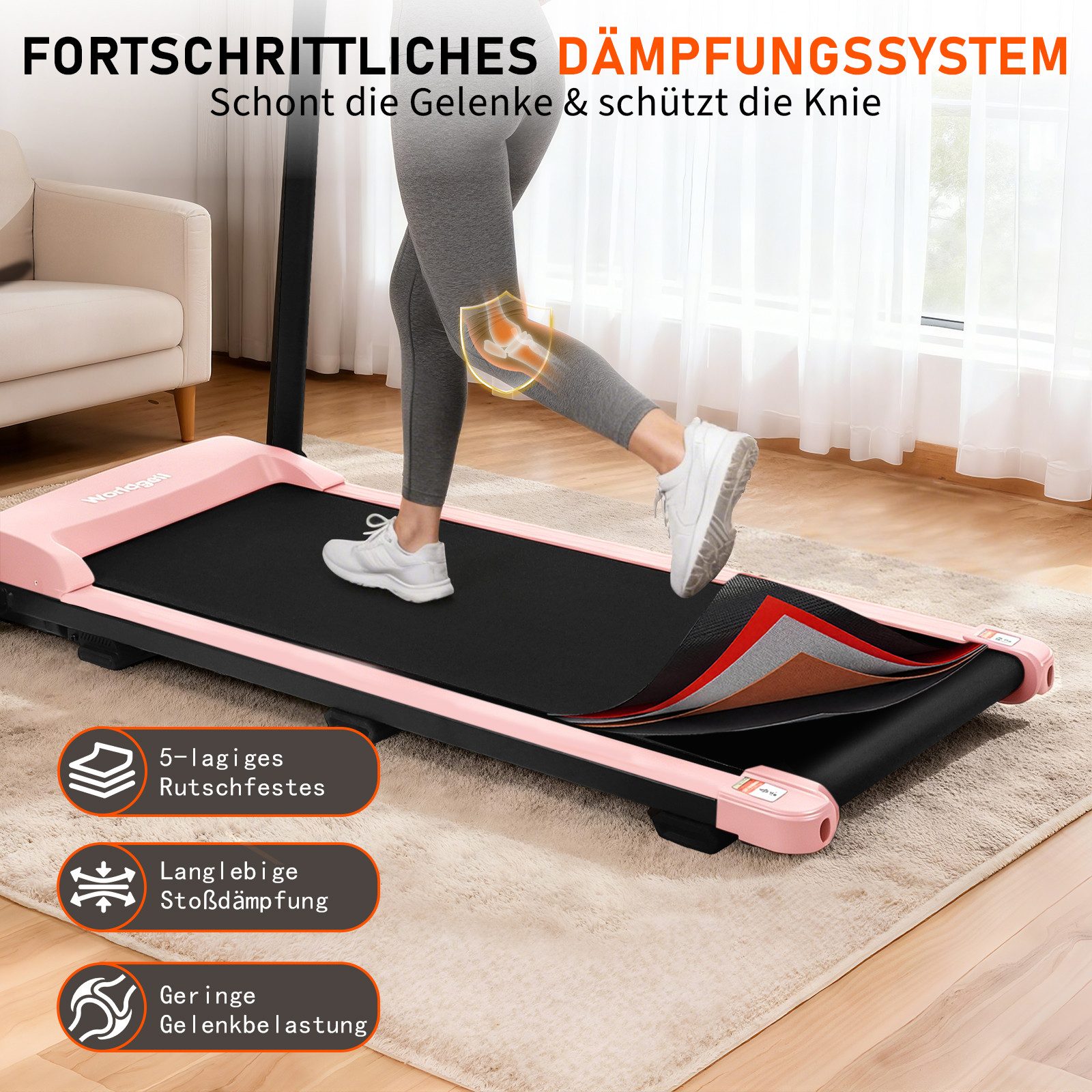 Nettlife Laufband Klappbar 14 km/h 90 kg Belastbarkeit bis 7% Steigung Jogging Pad, für Zuhause Walking Pad LED-Anzeige & Handlauf,107 x 39x 105.5 cm