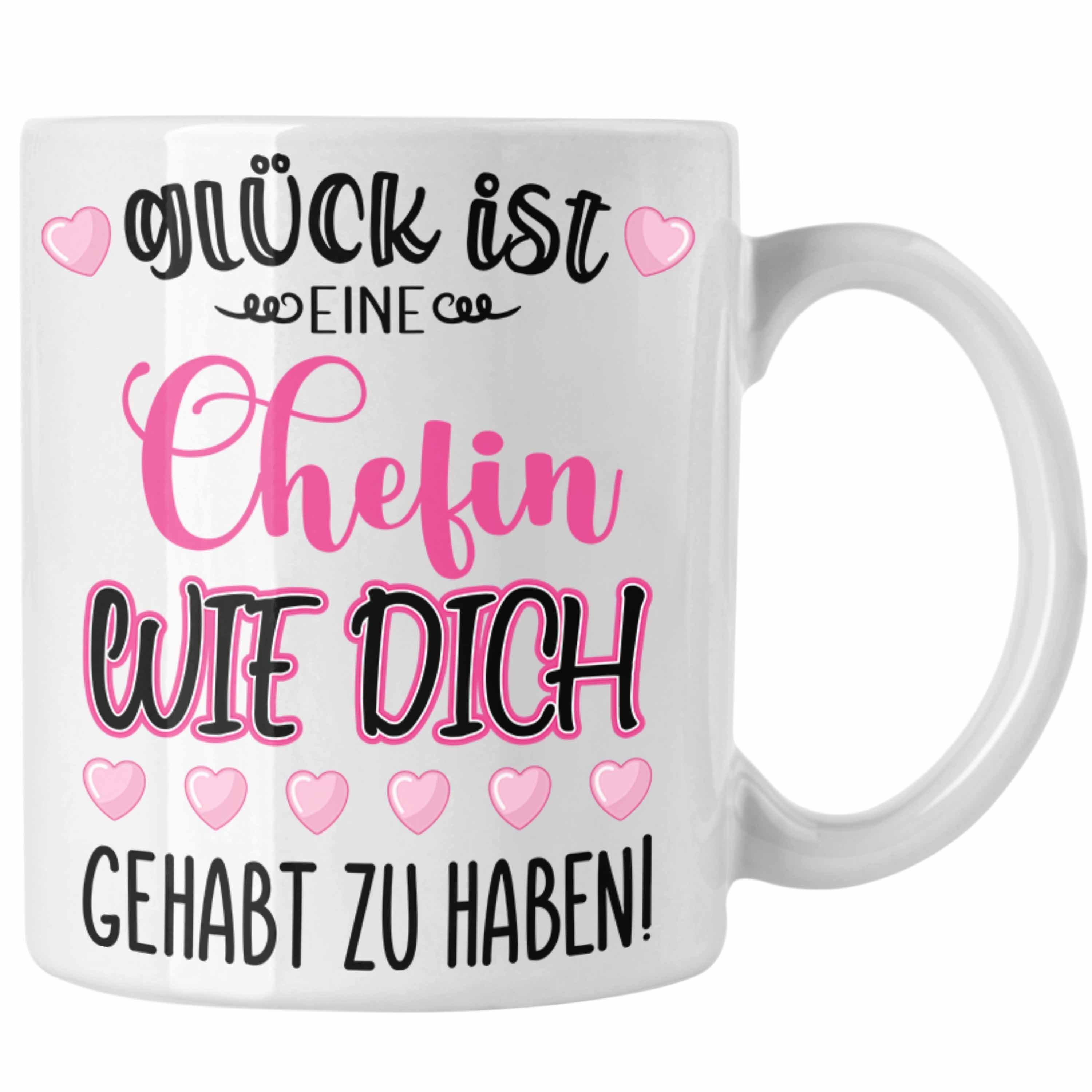 Trendation weiss Chefin Chefin Tasse Abschied Spruch Tasse Chefinnen - Trendation Geschenkidee Grossartige mit Abschiedsgeschenk