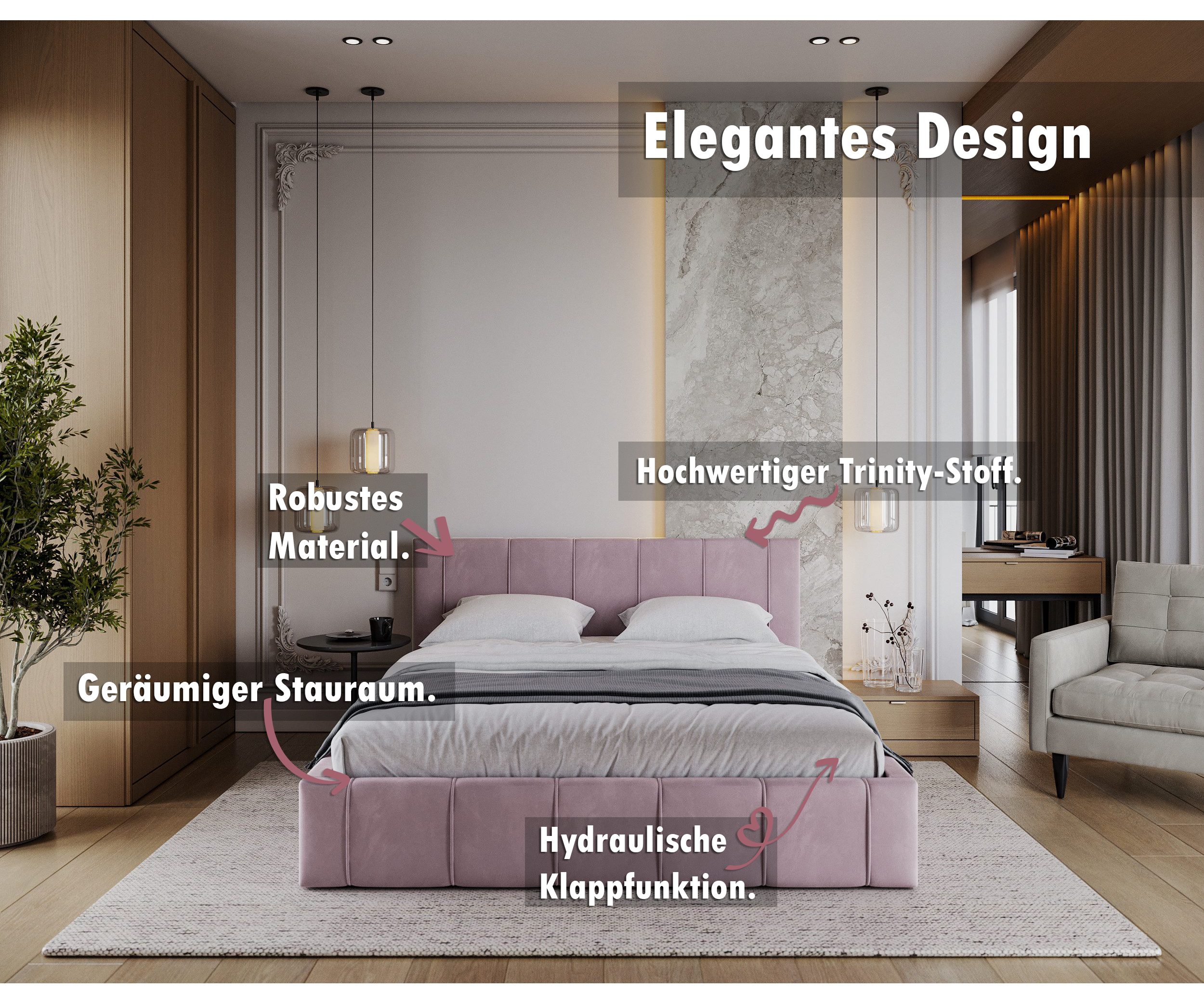 thematys Polsterbett Bett aus Velours Stauraumbett - TOPSELLER - MADE IN EU günstig online kaufen