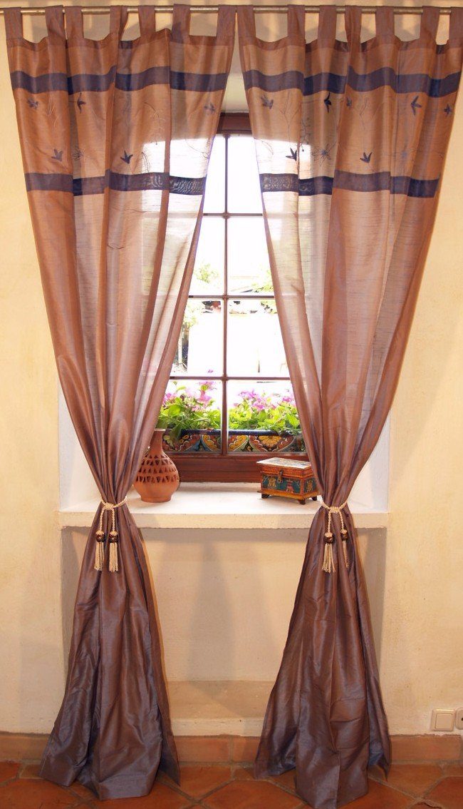 Vorhang Vorhang, Gardine (1 Paar Vorhänge, Gardinen) -.., Guru-Shop blau / grau
