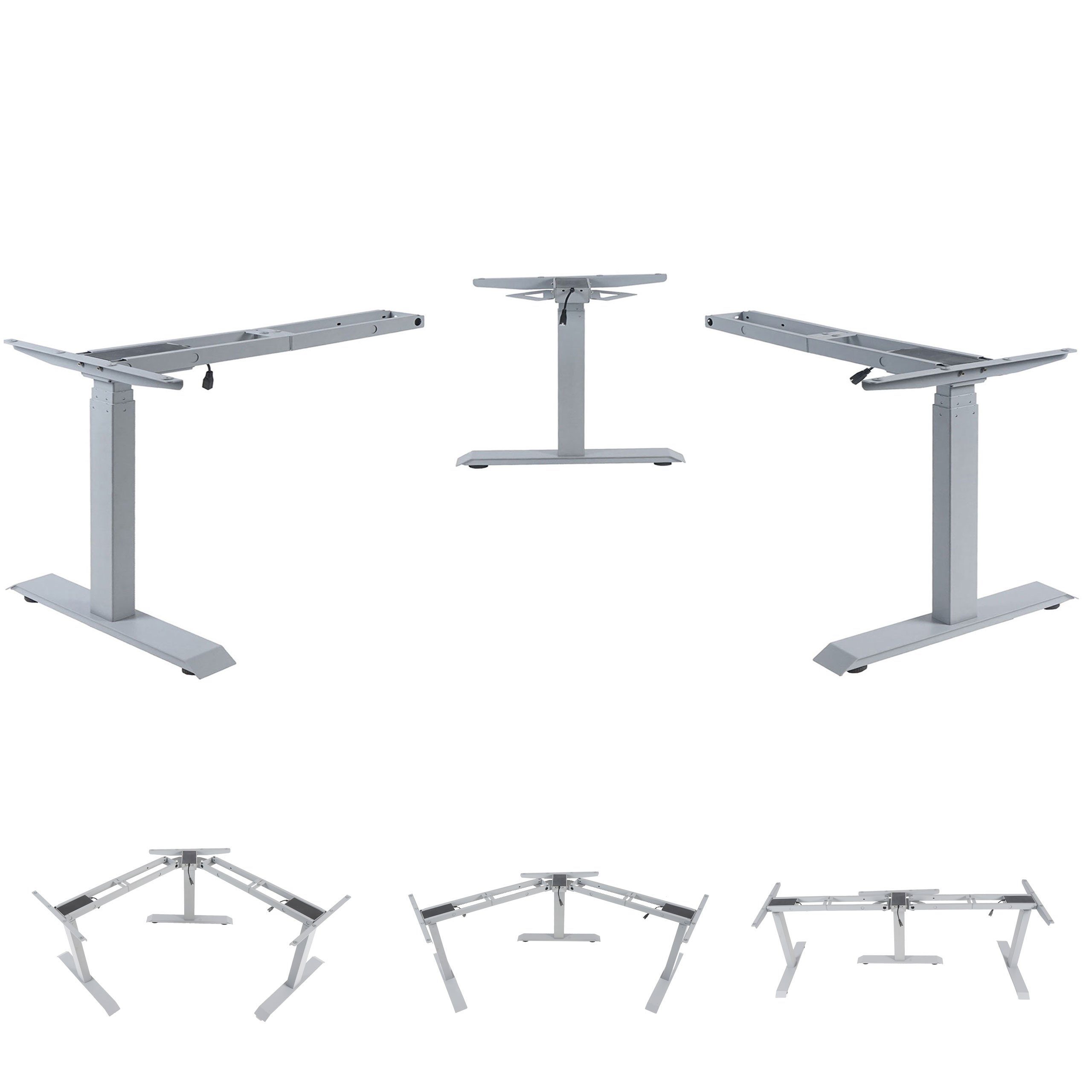 Tischgestell 1), (3-St., MCW in 3 grau Stufenlos höhenverstellbar MCW-D40