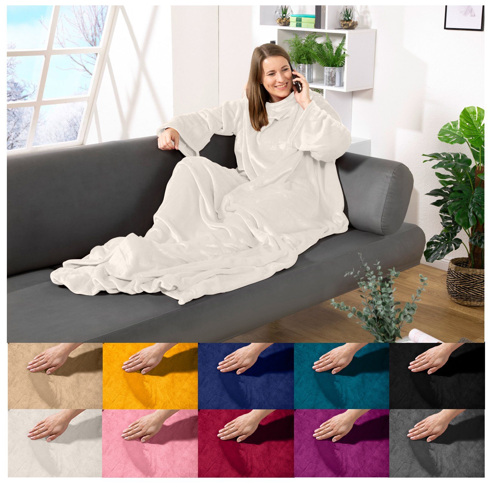 Wohndecke tragbare Ganzkörperdecke Kuscheldecke Ärmeldecke, heimtexland, günstig online kaufen