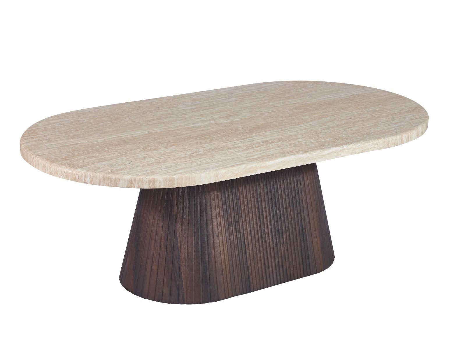 alesvelt Couchtisch Dervio Travertin Tisch mit edlem Tischbein im Säulenstil 130cm (1-Tisch), 90X90X38 CM 70X70X45 CM