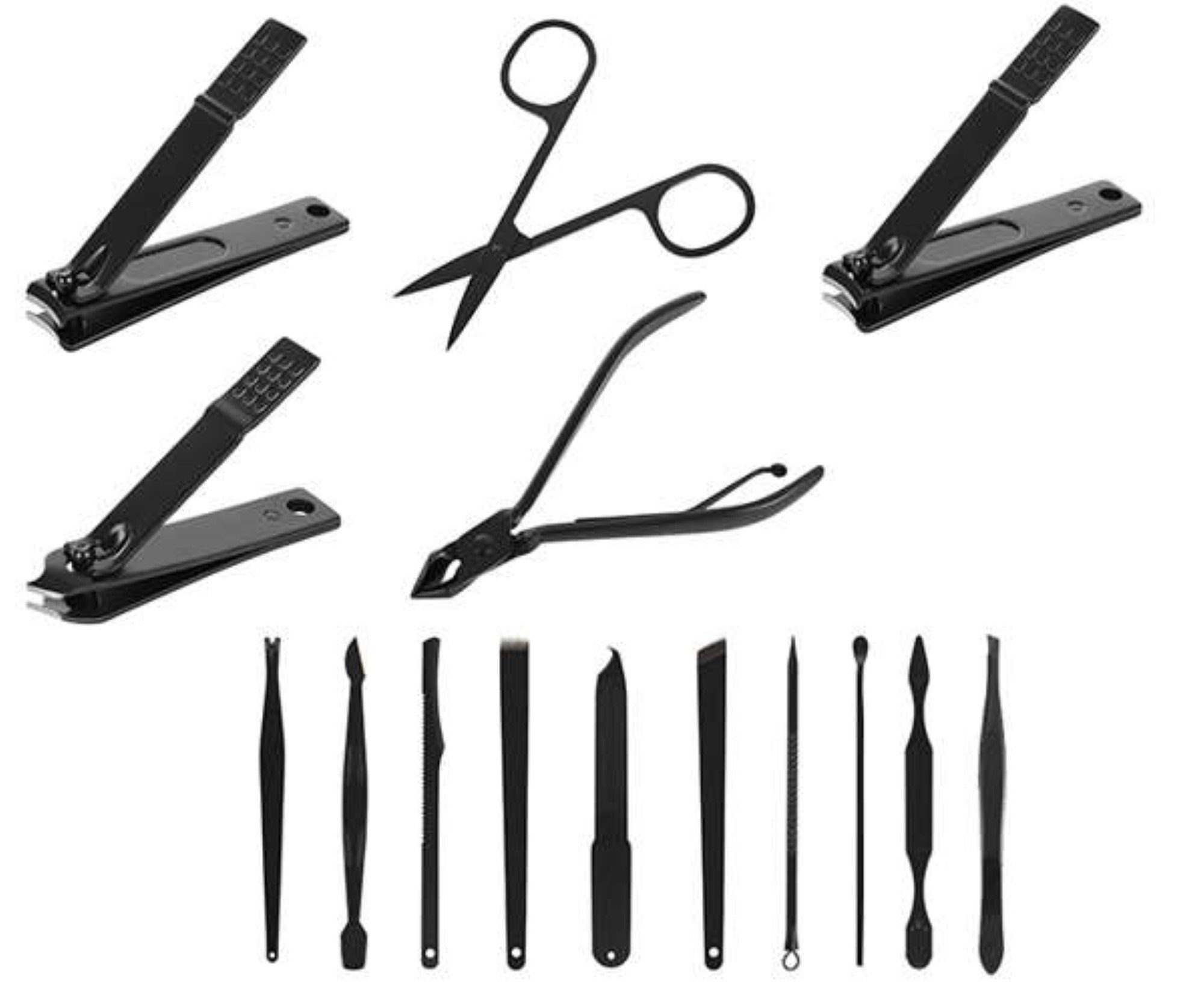 soulima Nail Scissors Set: 15-piece, Premium Quality, (15-piece nail scissor set for intensive care, 15-piece, High-quality nail accessory set, 15 pieces, made of tungsten steel), High-quality nail accessory set made of robust tungsten steel in a case.